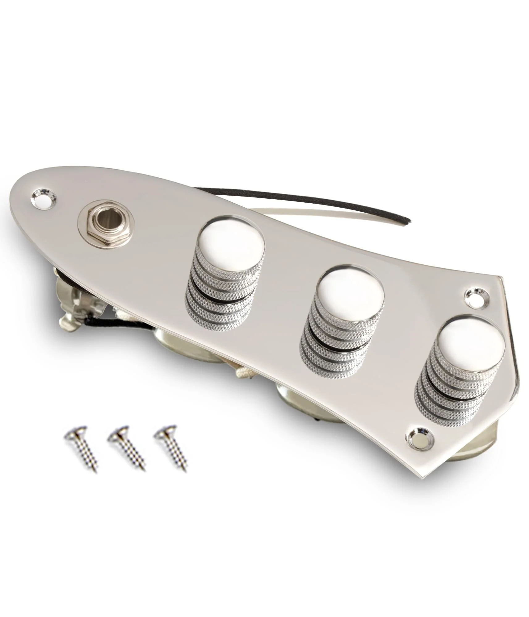 ππ§ππ¬ππ§ππ πΎπ€π£π©π§π€π‘ ππ‘ππ©π for Jazz Bass Guitar, Loaded Guitar Control Board Wired with Alpha Potentiometers Full Contact Output Jack, As Luthier's Replacement Parts, Chrome-02 chrome/red