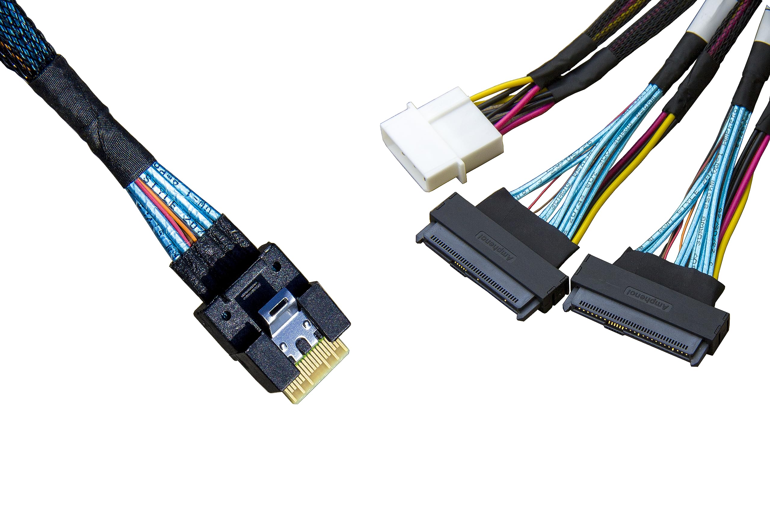 𝐃𝐢𝐋𝐢𝐧𝐤𝐞𝐫 𝐒𝐥𝐢𝐦𝐒𝐀𝐒 8X to 2*𝐔.𝟐 𝐍𝐕𝐌𝐞 Adapter,𝐒𝐅𝐅-𝟖𝟔𝟓𝟒 74pin to 2*𝐒𝐅𝐅-𝟖𝟔𝟑𝟗 68pin Cable with Power, 75CM(Broadcom MPN 05-60005-00,CBL-SAST-0953)