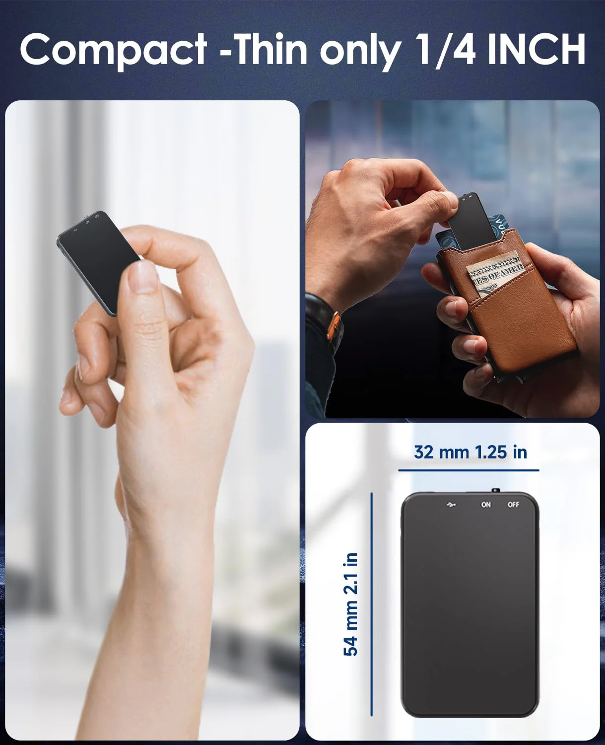 0.25IN Mini Portable 64GB Voice Recorder - Vormooi V15 Digital Voice Activated Recorder with Playback and AI Noise Reduction, 1536Kbps HiFi Audio Recorder Device for Lectures Meetings Classes - Image 3
