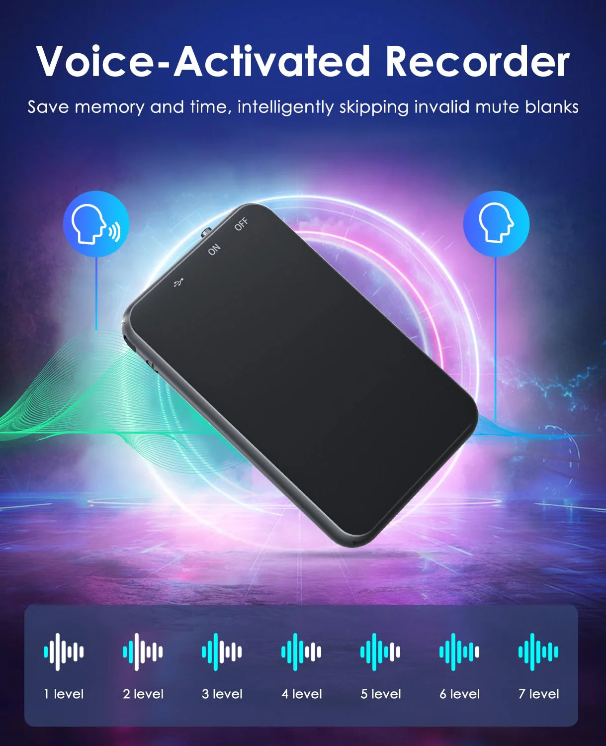 0.25IN Mini Portable 64GB Voice Recorder - Vormooi V15 Digital Voice Activated Recorder with Playback and AI Noise Reduction, 1536Kbps HiFi Audio Recorder Device for Lectures Meetings Classes - Image 4