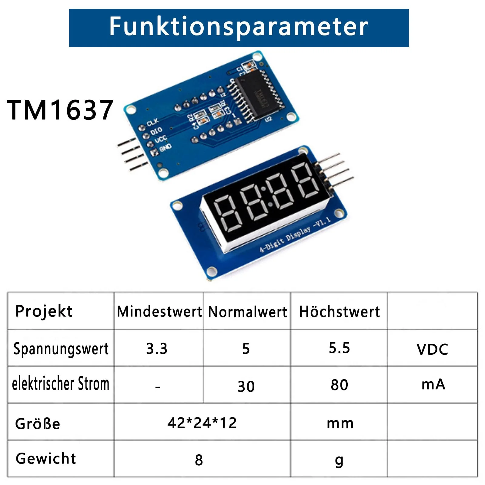 0.36 inch 4-bit digital tube display module with LED display TM1637 driver chip LED display programmable tube clock display for ARDUINO display 7-segment red digital tube uno (3) 3 - Image 5