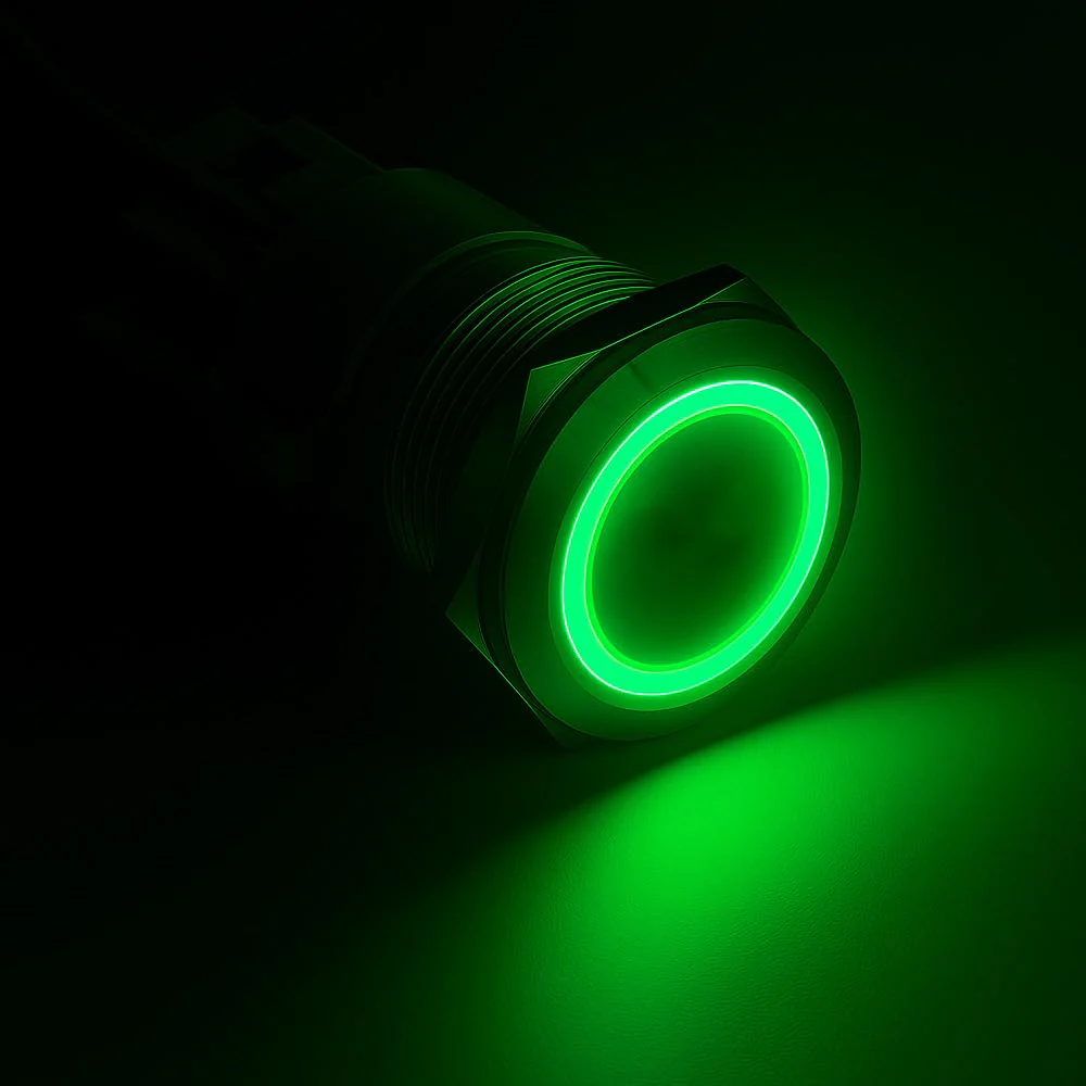 0.87 Inch/22mm Stainless Steel Momentary Push Button SPDT 110V-220V/3A LED 1NO1NC ON/Off Waterproof with Wire Socket Plug (Green LED) green /110-220V - Image 2