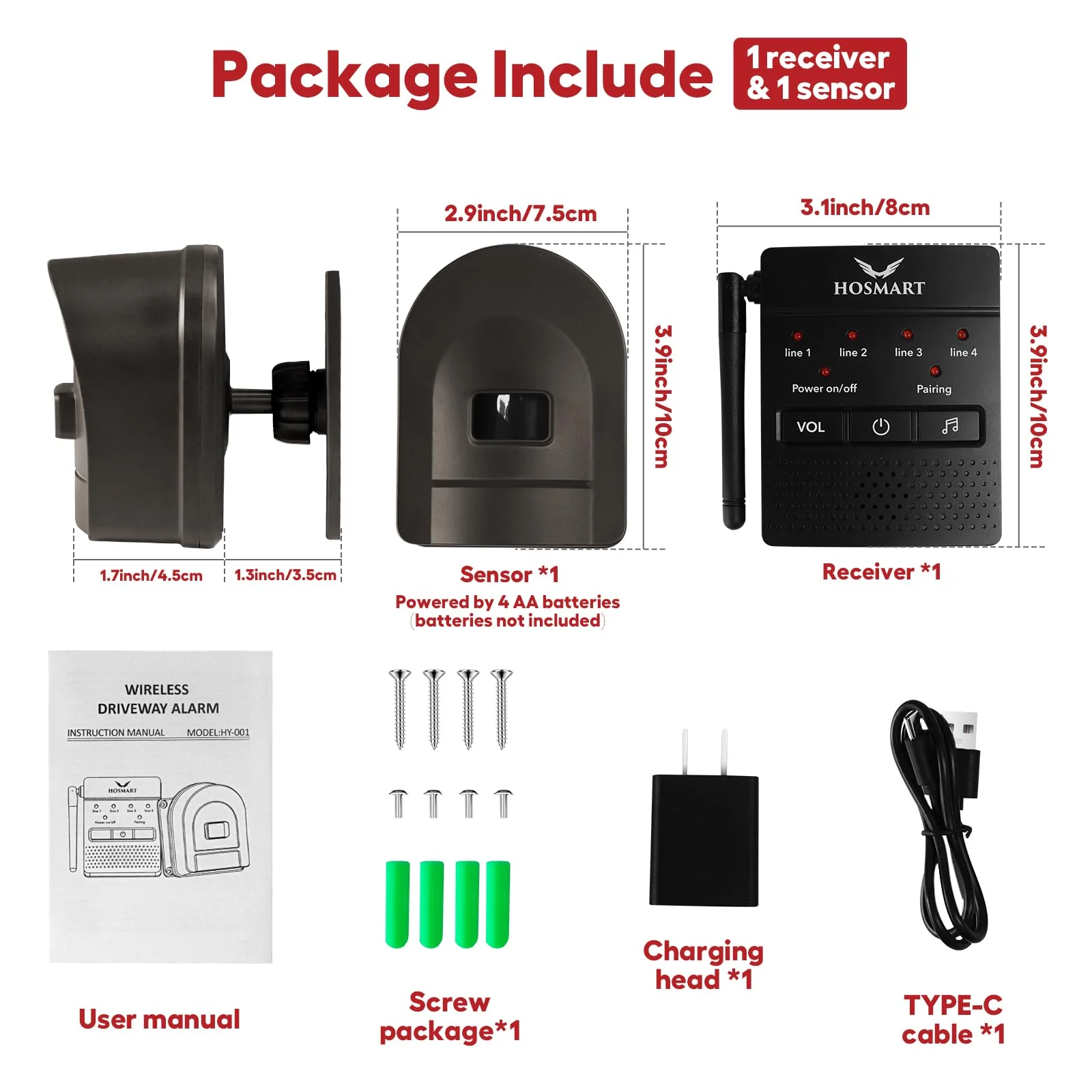 1/2 Mile Hosmart Driveway Alarm Wireless Sensor System & Driveway Sensor Alert System Weatherproof Security Outdoor Motion Sensor & Detector - Image 8