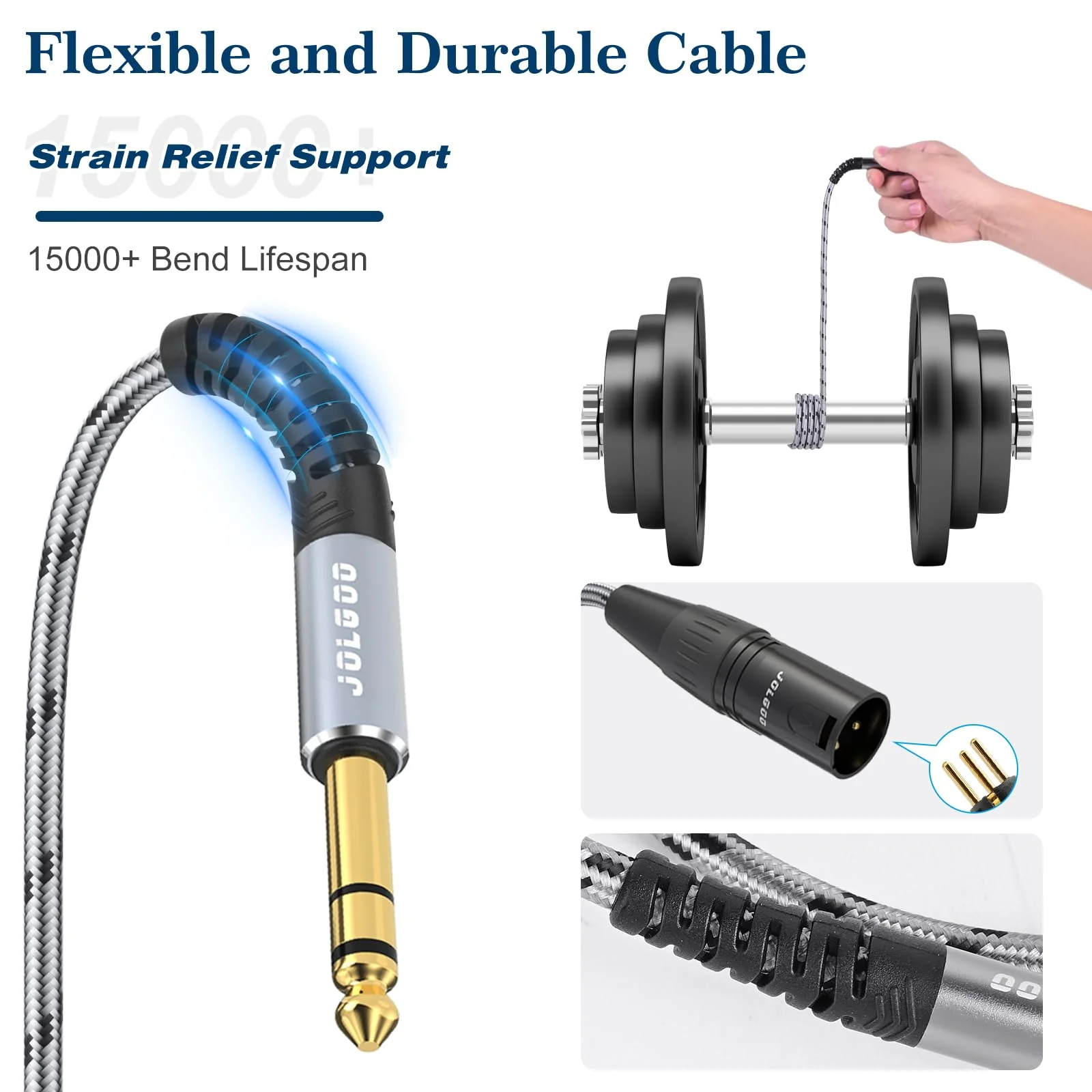 1/4 Inch TRS to XLR Male Cable, Balanced 6.35mm TRS Plug to 3-pin XLR Male, Quarter inch TRS Male to XLR Male Microphone Cable, 6.6 Feet 2 Pack 1/4 TRS Male to XLR Male 6.6 Feet - 2 Pack - Image 5