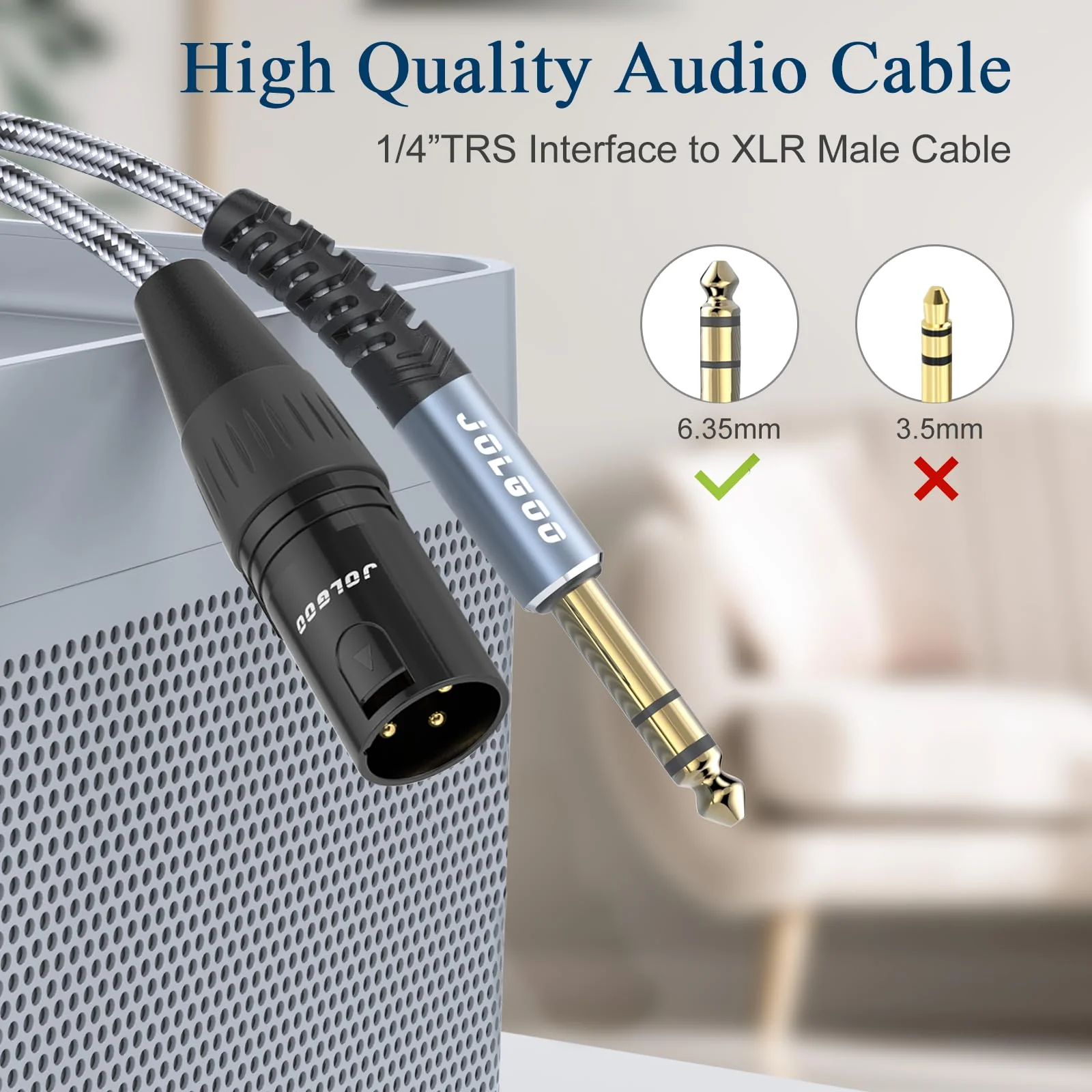 1/4 Inch TRS to XLR Male Cable, Balanced 6.35mm TRS Plug to 3-pin XLR Male, Quarter inch TRS Male to XLR Male Microphone Cable, 6.6 Feet 2 Pack 1/4 TRS Male to XLR Male 6.6 Feet - 2 Pack - Image 6