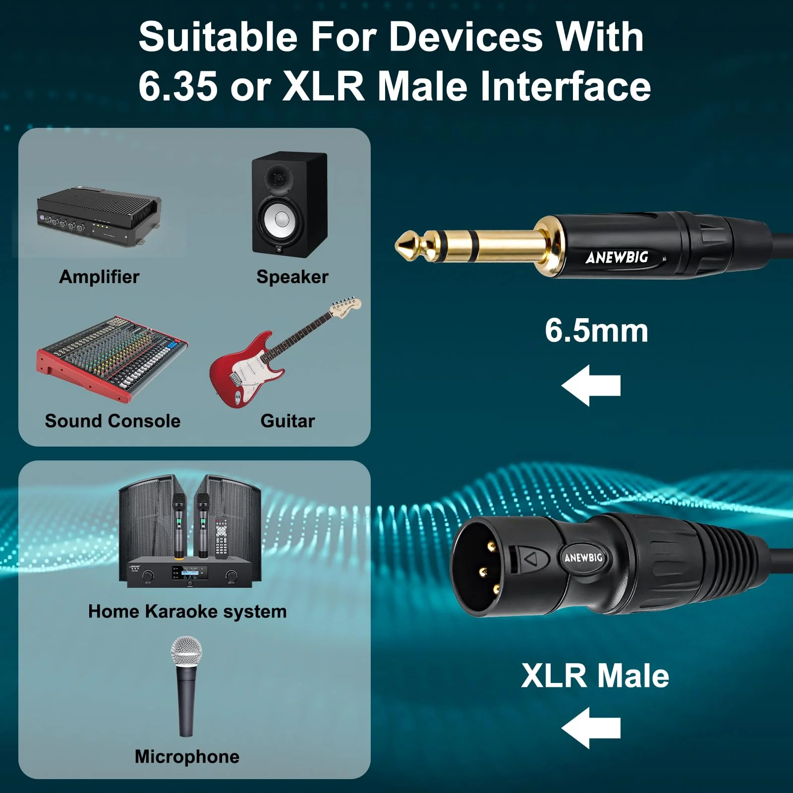 1/4 to XLR Cable, 6.35 mm TRS to XLR Male Cables, Quarter inch TRS Male to XLR Microphone Cord 3.3ft 3.3 Feet - Image 7