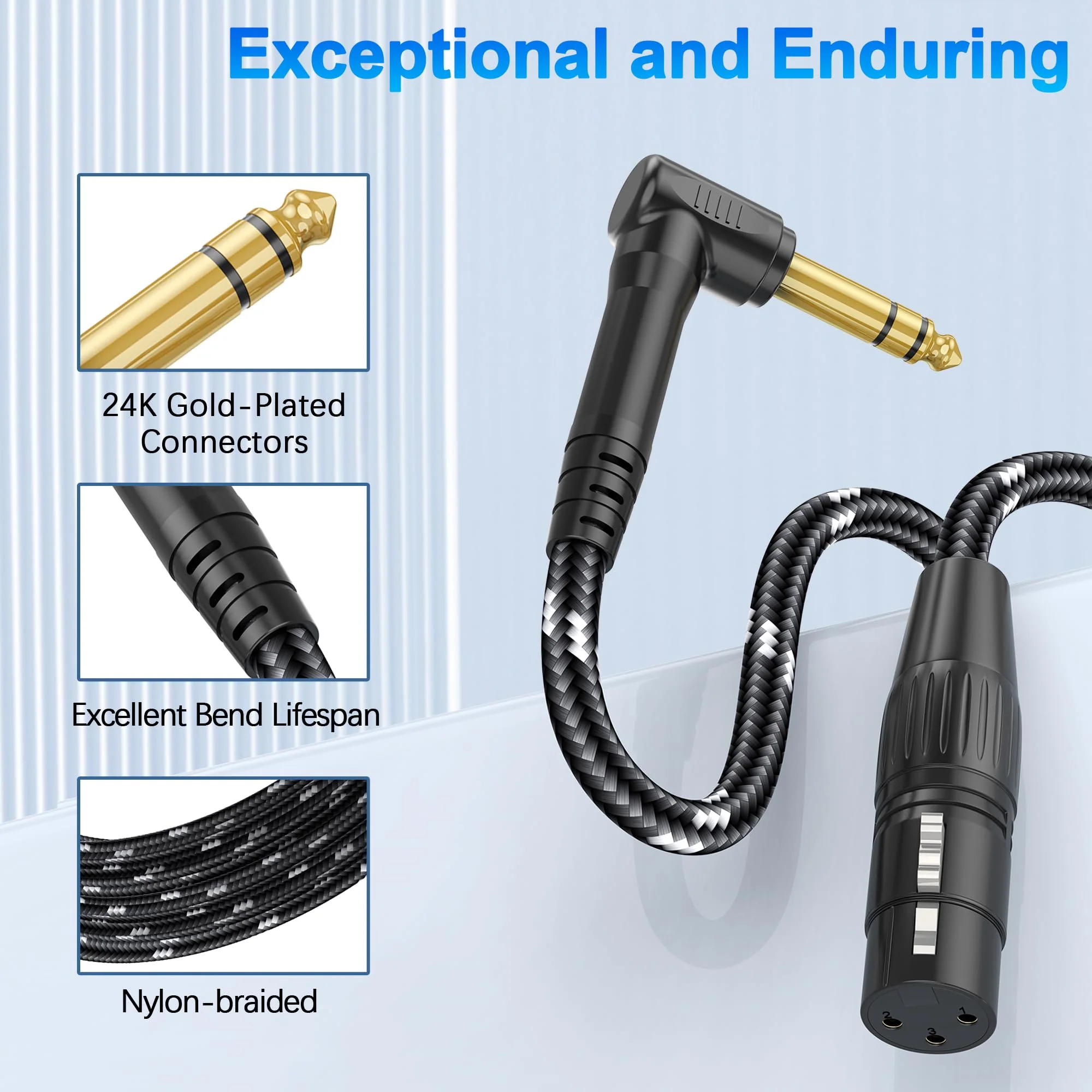 1/4 TRS Right Angle to XLR Female Audio Cable, 10ft 3-pin XLR Female Professional-Grade Balanced Audio Connection for Mixer, Amplifier, Microphone, Studio Equipment 10 Feet 1/4 TRS - Image 2