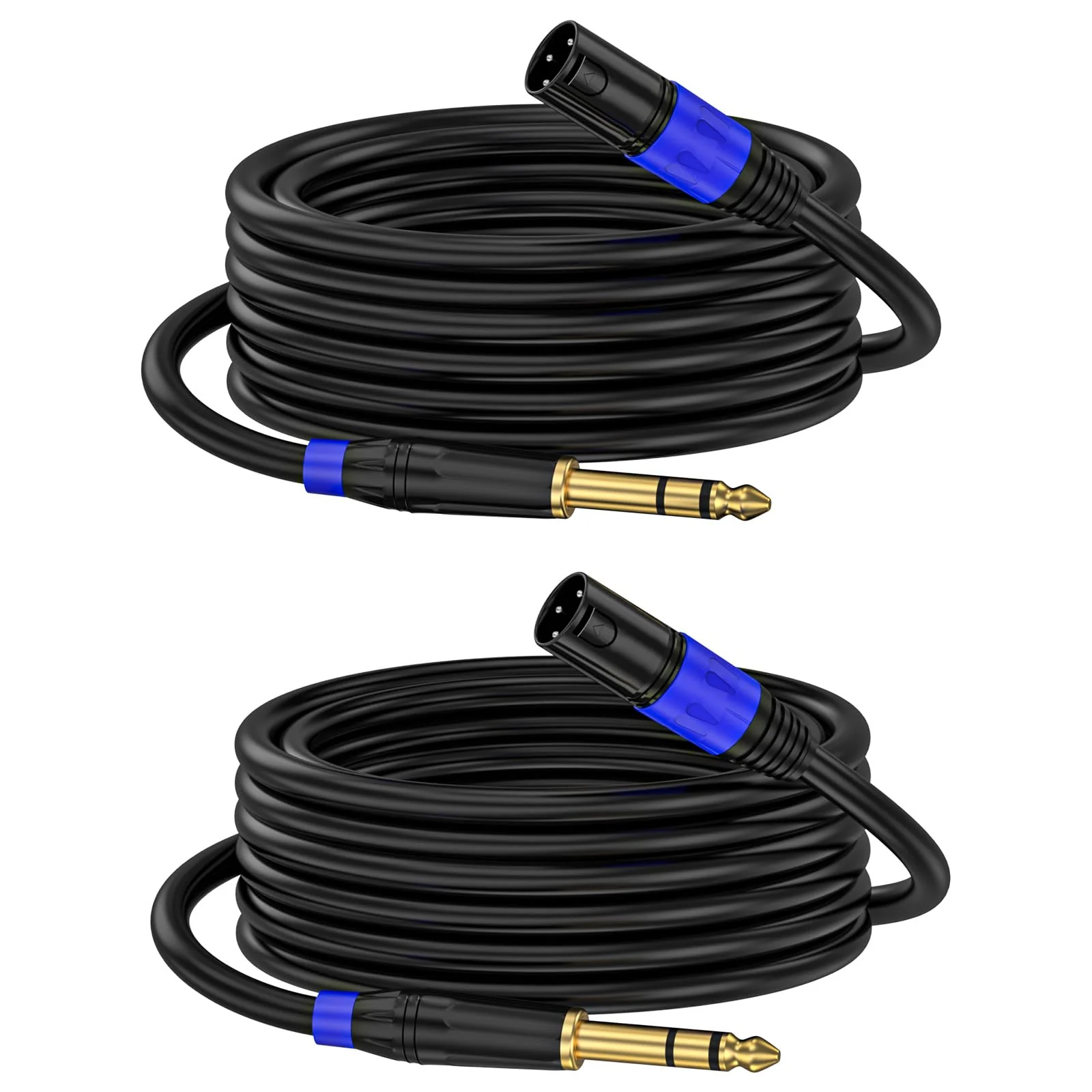 1/4" TRS to XLR 2M Pro Balanced Interconnect Cable,XLR Male to 1/4 Inch (6.35mm) Stereo Balanced Microphone Stereo Audio Converter AdapterCable 2Pack- 6.6ft XLR Male to 6.35mm-2Pack