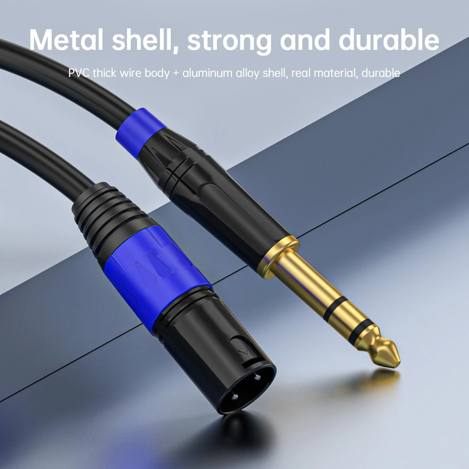 1/4" TRS to XLR 2M Pro Balanced Interconnect Cable,XLR Male to 1/4 Inch (6.35mm) Stereo Balanced Microphone Stereo Audio Converter AdapterCable 2Pack- 6.6ft XLR Male to 6.35mm-2Pack - Image 5
