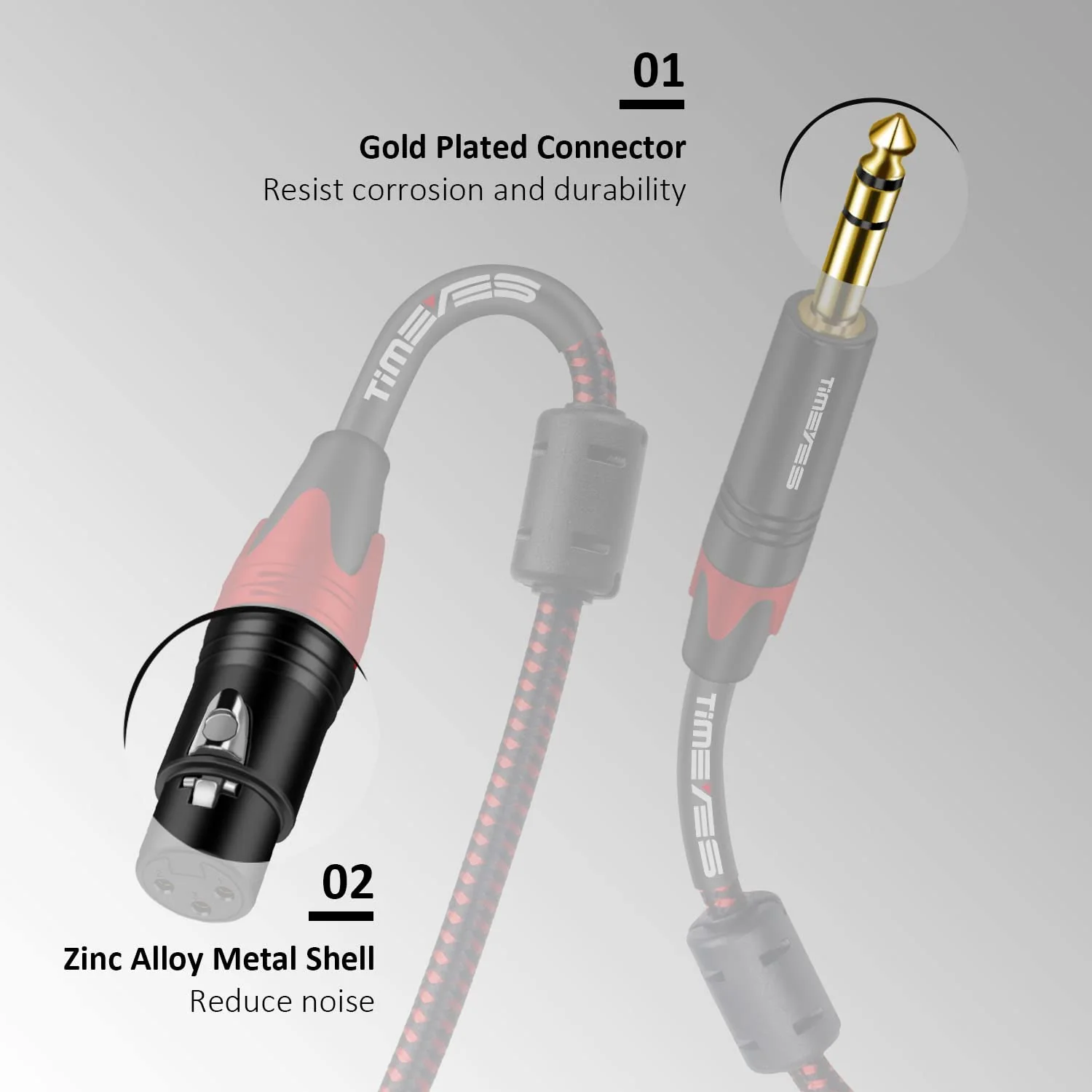 1/4'' TRS to XLR Female Cord 15M, 6.5mm to XLR 3-Pin Female Microphone Cable, XLR to 6.35mm TRS Jack Stereo Instrument Cord, Balanced Quarter Inch TRS to XLR Plug Mic Cable 6.5mm to XLR 50FT 15M/50FT - Image 2