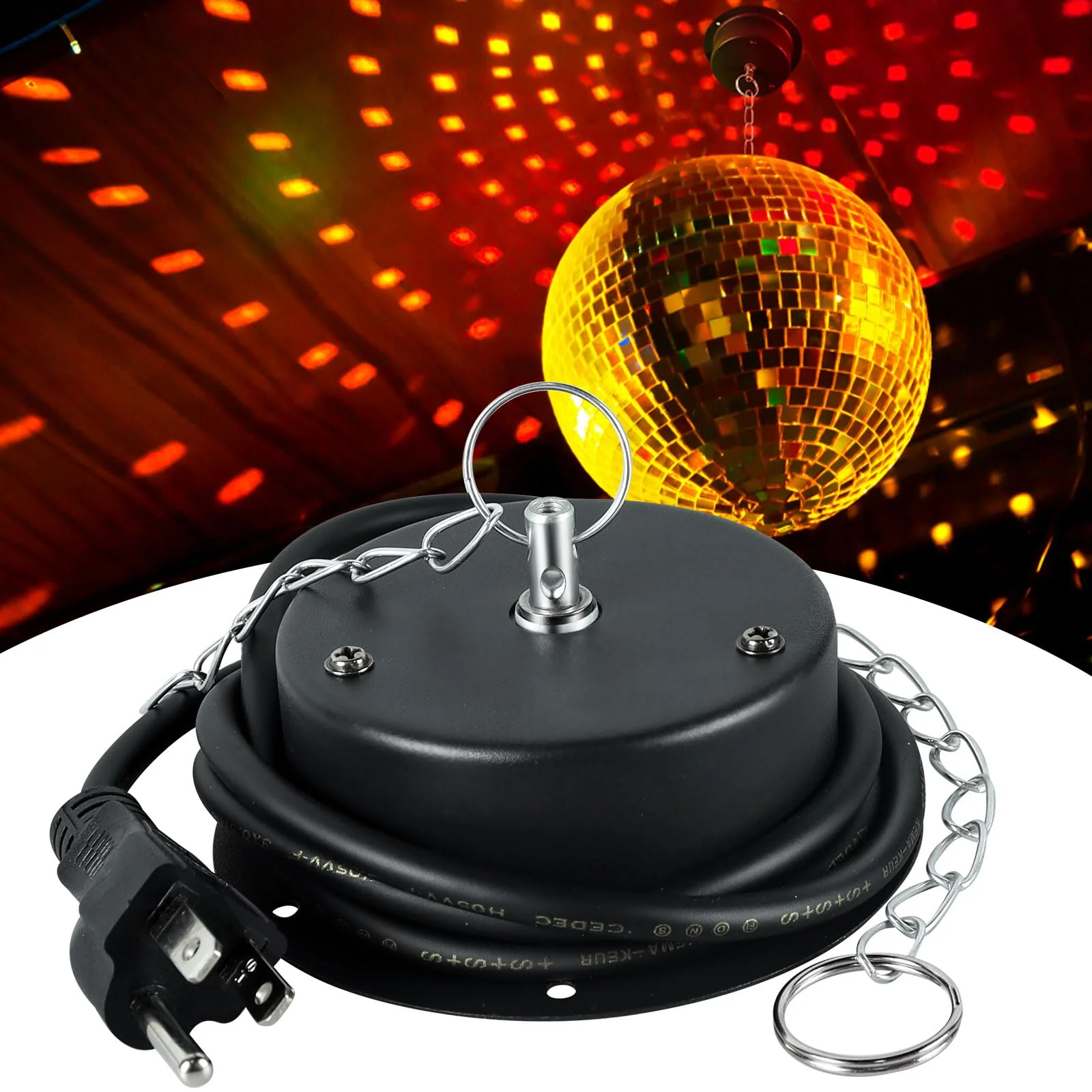 1.5 RPM Speed Disco Ball Motor Heavy Duty Mirror Ball Electric Slow Motor Rotator Supports 4'' - 16'' Mirror Balls for Dj,Family party,Bands,Christm,Party 1.5 RPM Motor