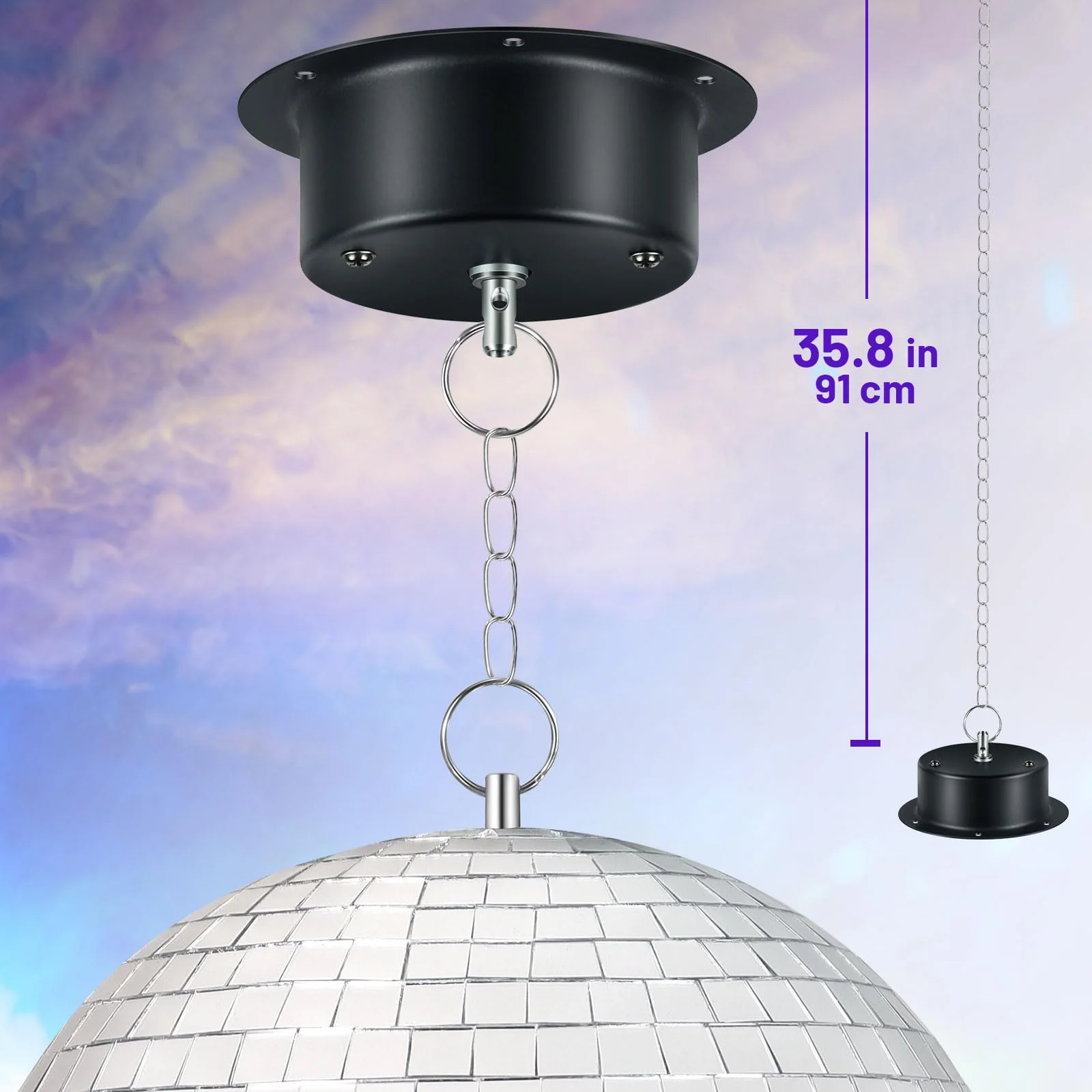 1.5 RPM Speed Disco Ball Motor Heavy Duty Mirror Ball Electric Slow Motor Rotator Supports 4'' - 16'' Mirror Balls for Dj,Family party,Bands,Christm,Party 1.5 RPM Motor - Image 2