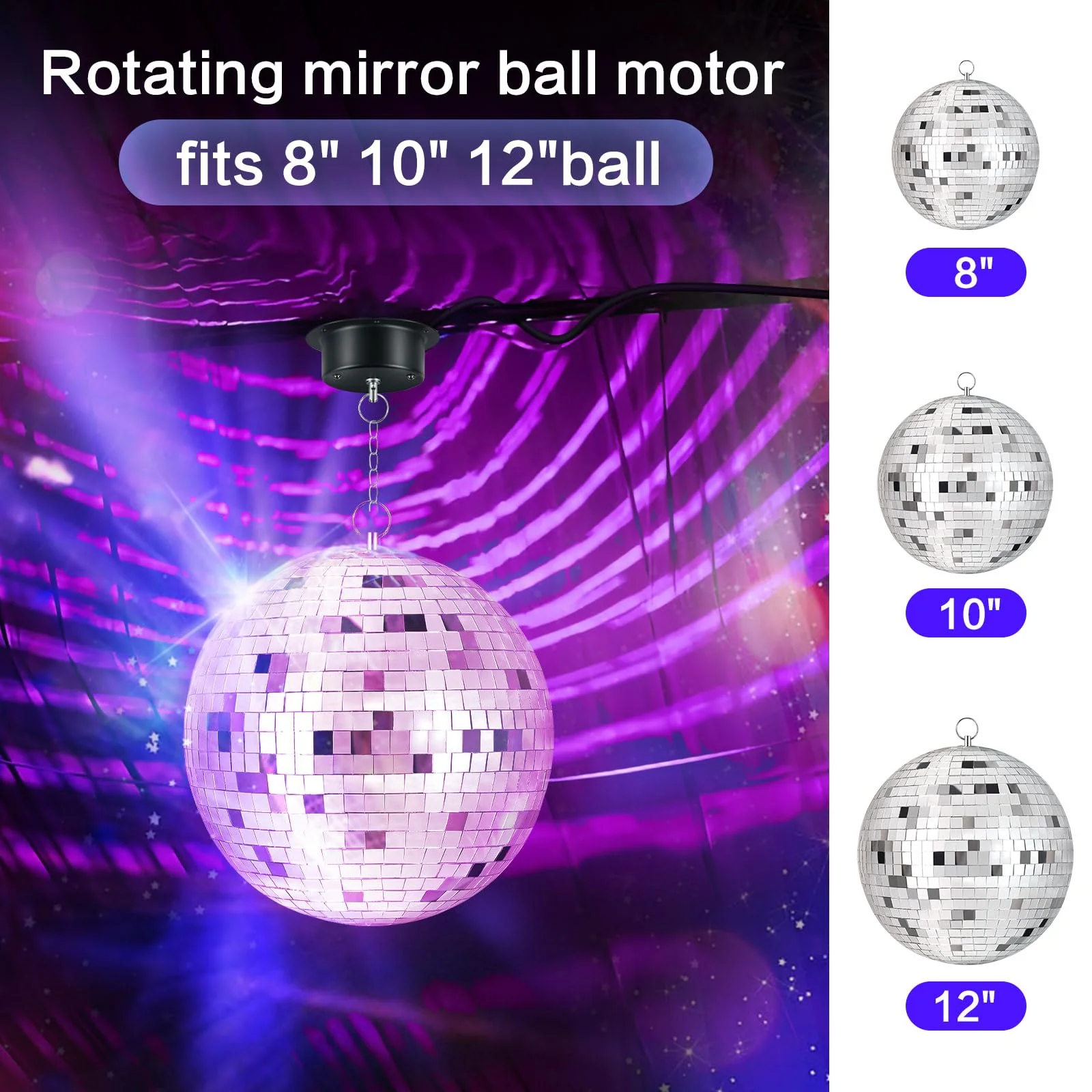 1.5 RPM Speed Disco Ball Motor Heavy Duty Mirror Ball Electric Slow Motor Rotator Supports 4'' - 16'' Mirror Balls for Dj,Family party,Bands,Christm,Party 1.5 RPM Motor - Image 4
