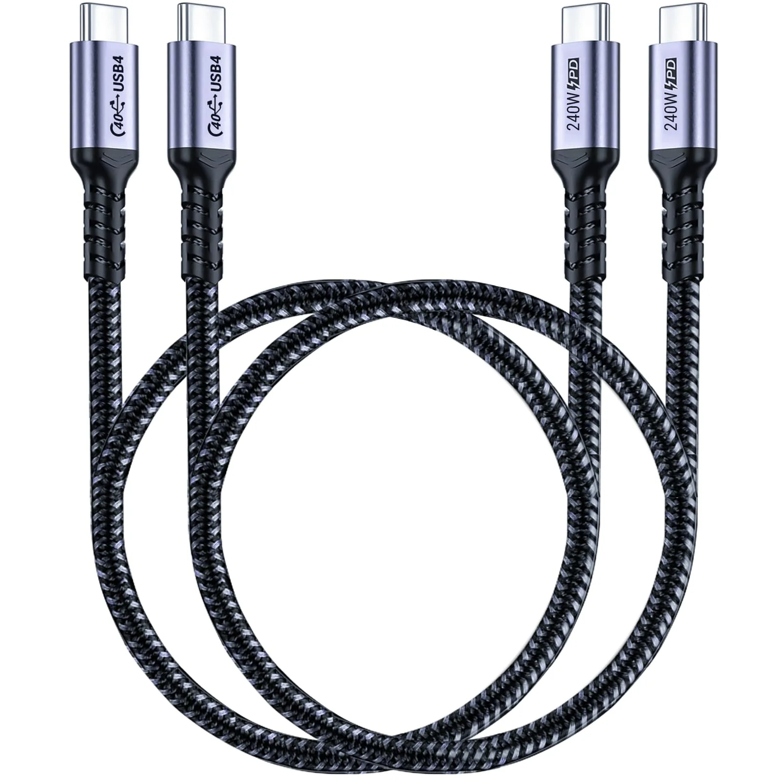 1.5FT USB 4 Cable 2 Packs 40Gbps USB 4 Cable with 240W Fast Charging and 8K Video Display Compatible with Thunderbolt 4, Thunderbolt 3, MacBook, iPhone 16/16 Plus/16 Pro Max 1.5ft, 1.5ft 240W / 40Gbps / 8k