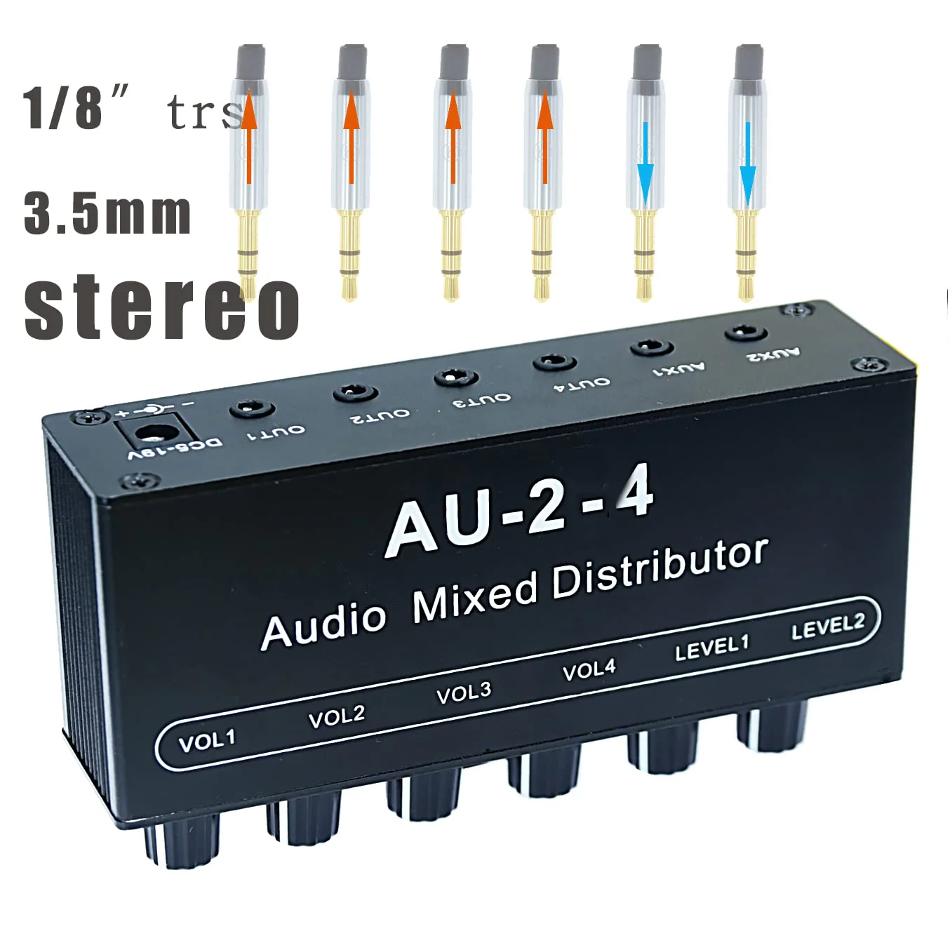 1/8" aux Input Mixing 2 in 4 Channel Way Out Headset Box Headphone Amplifier 3.5mm Mixer 1/8 inch Stereo Audio Amp with Ultra-Compact Portable Mini Jack 3.5 Splitter hup for Studio and Stage - Image 5