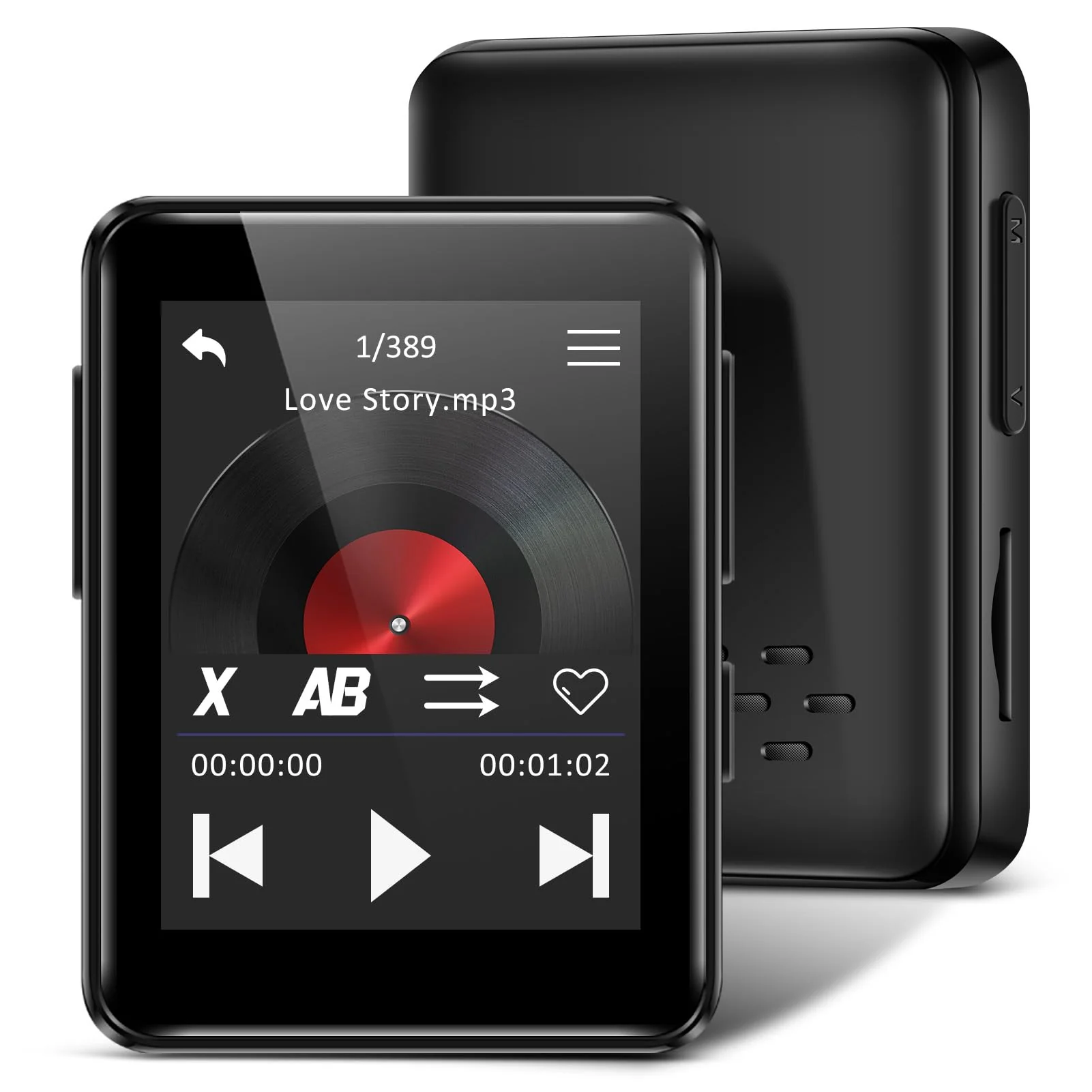 1.8 inch MP3 Player with Bluetooth, 32GB Digital Music Player for Kids, Portable Mini Bluetooth MP3 Player with Speaker Lossless Sound with FM Radio, Voice Recorder, Supports up to 512GB, Black