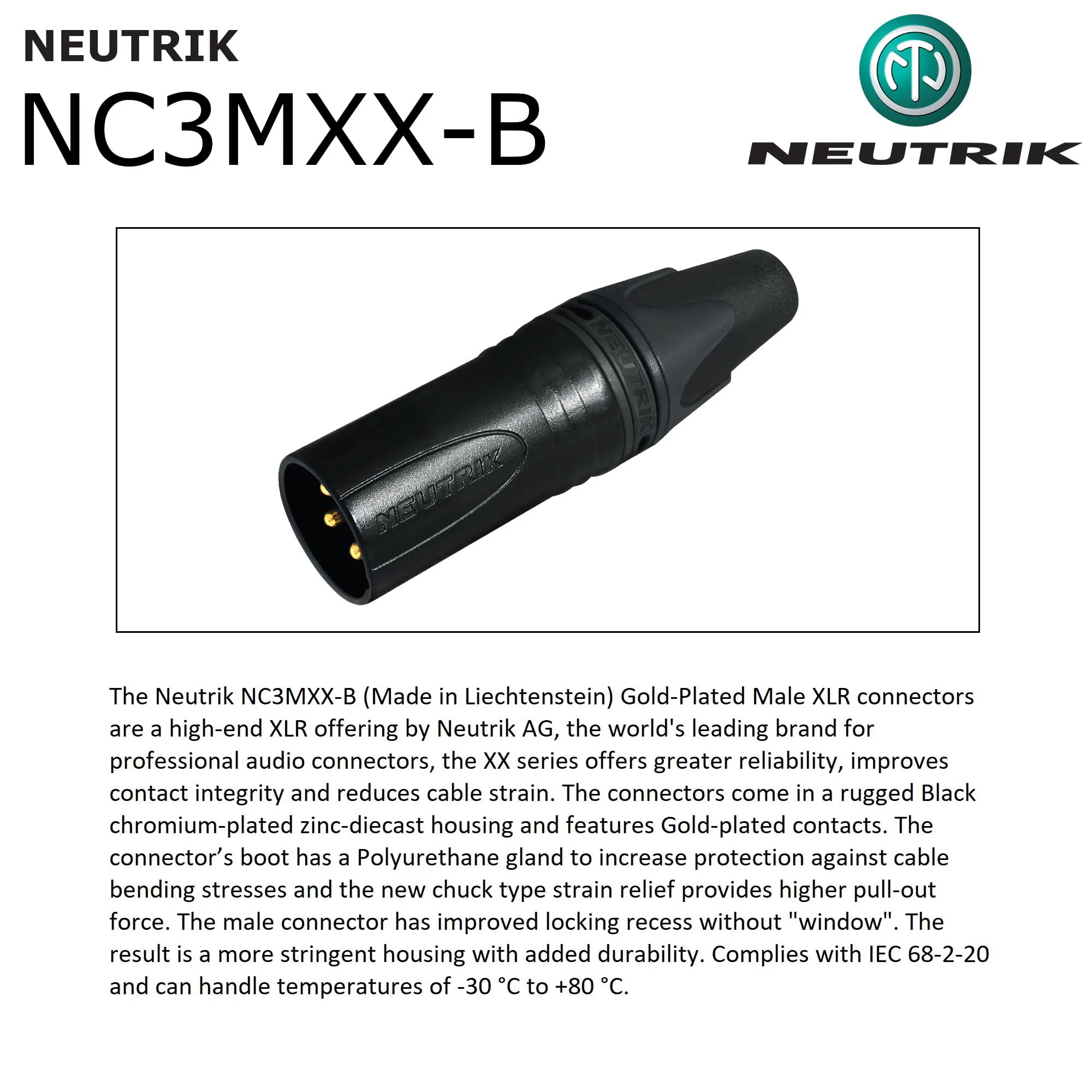 1 Foot - WBC-PRO-Quad Ultra-Silent Ultra-Flexible Balanced Star-Quad Cable with Neutrik Male & Female XLR Plugs & Black Tweed Jacket - Image 6