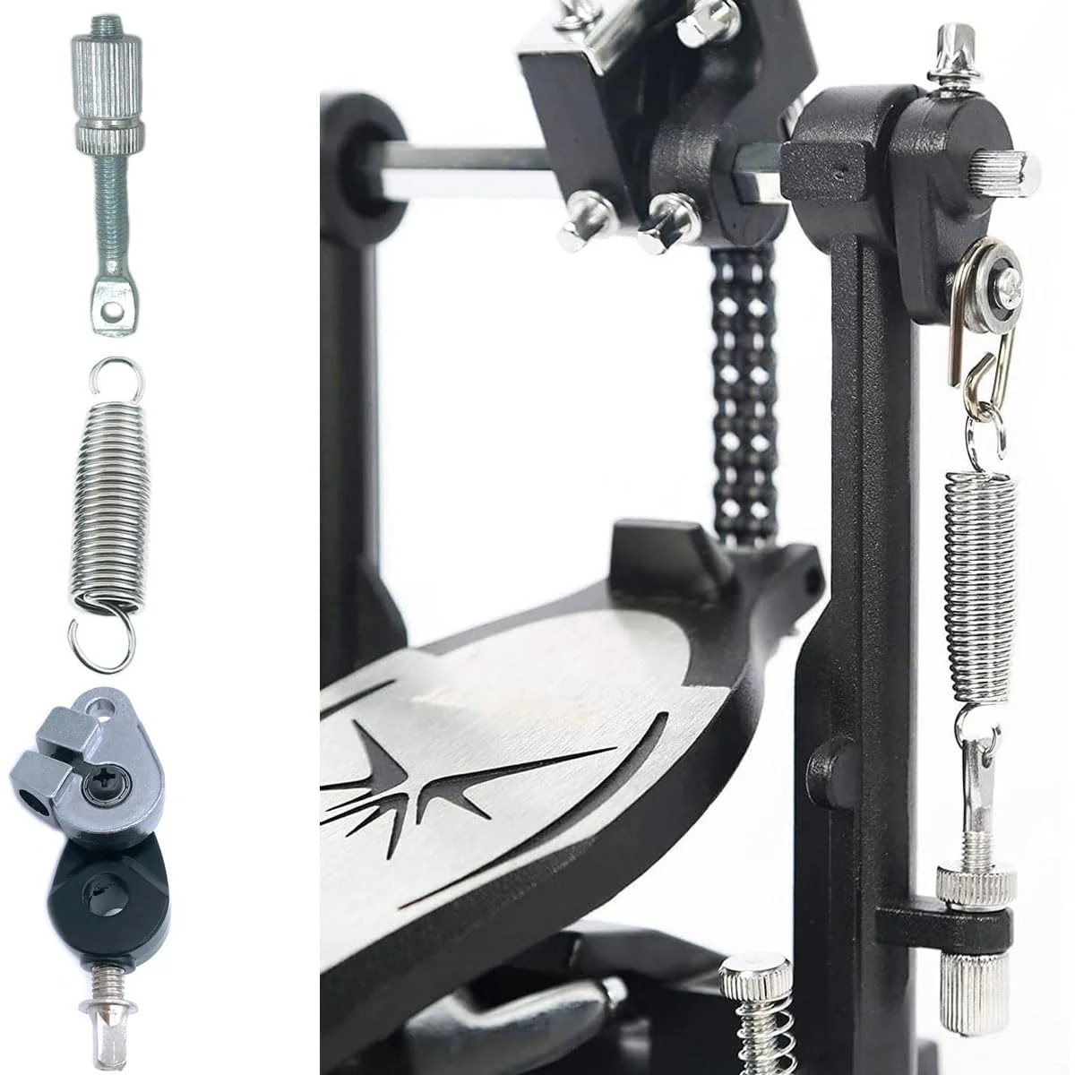 1 Set Bass Drum Foot Pedal Spring Tension Assembly with Spring Cam, Kick Drum Pedal Spring Cam Tensioner Assembly Complete Percussion Hardware Replacement Part - Image 4