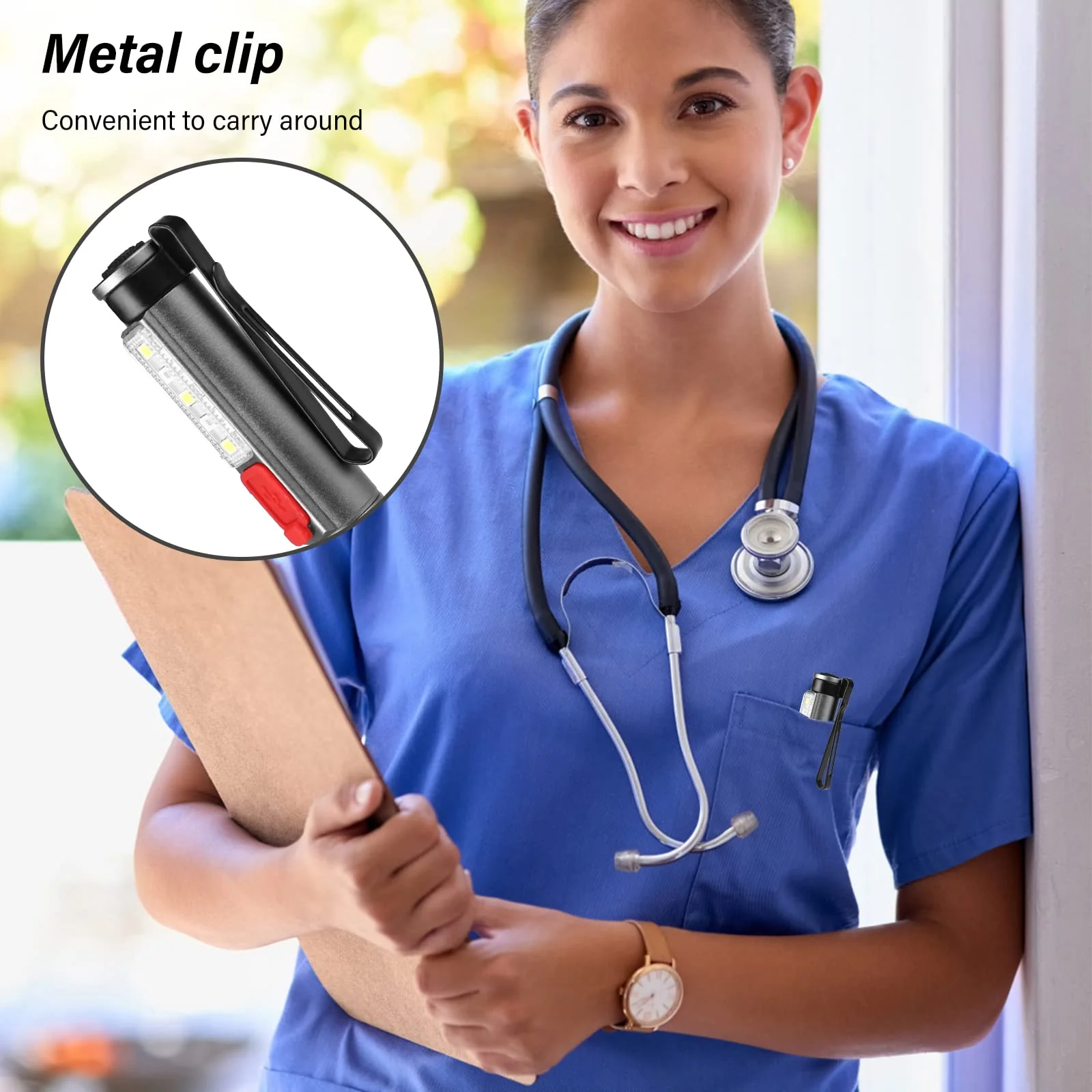 1 x Pupil Light, Diagnostic Light, Pupil Light, Emergency Service, Medical Pupil Light, with Pupil Meter and Ruler, Rechargeable USB LED Pen Lamp for Nurse (1) 1 - Image 6