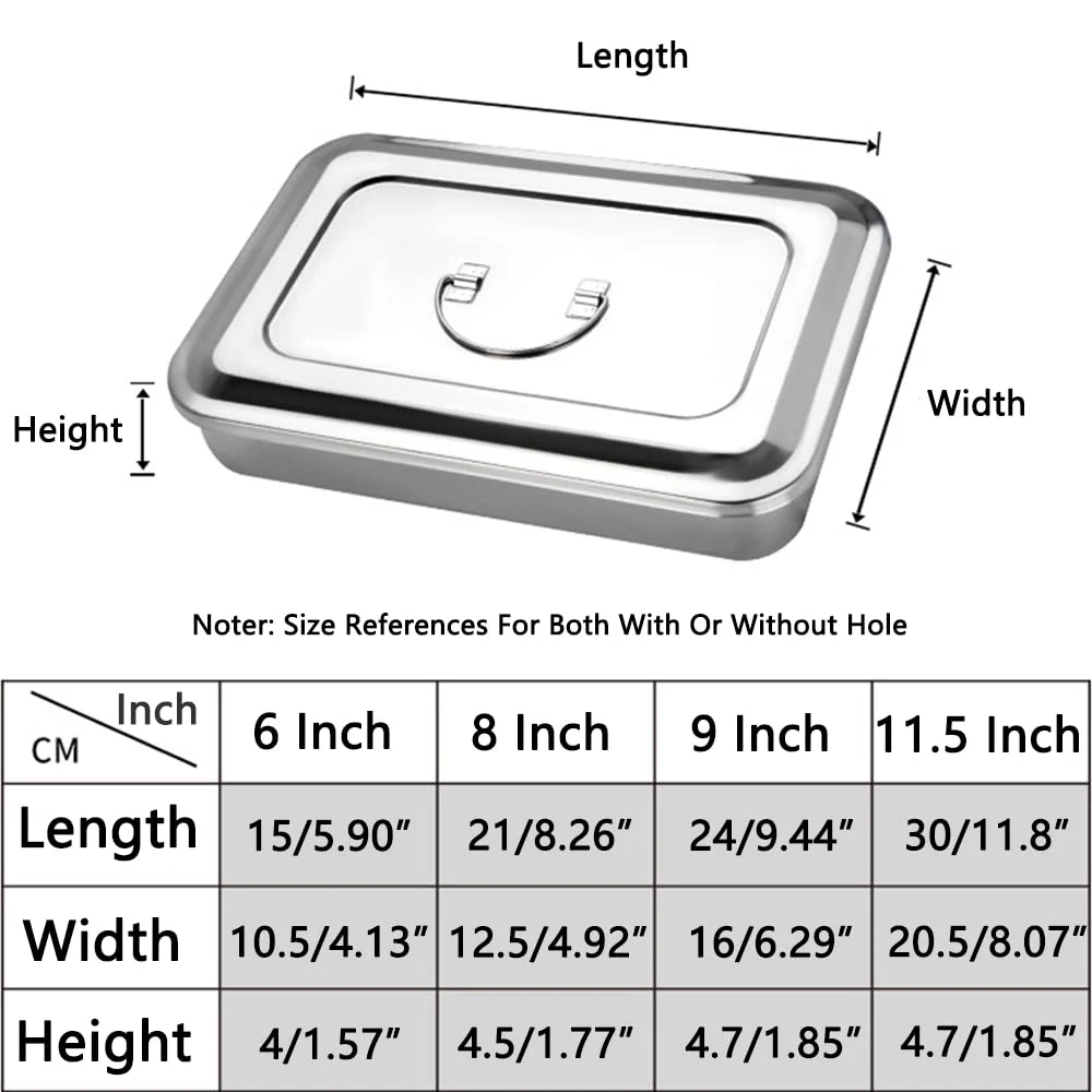 1 x Storage Box for Surgical Instruments Made of Stainless Steel for Professional Operations, Veterinary Medicine, Beauty Salon (11.5 Inches (without Hole)) - Image 3