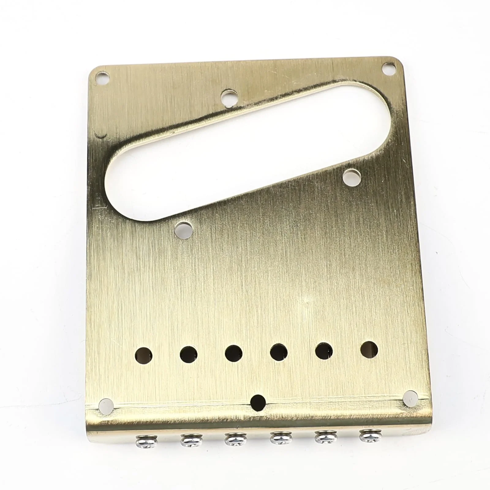 10.5mm Engraved Stainless Steel Fixed Electric Guitar Bridge Single Pickup Hole 6-string Guitar hardtail Bridge for Telecaster Tele TL Style Electric Guitar Replacement Parts (Gold) Gold - Image 7