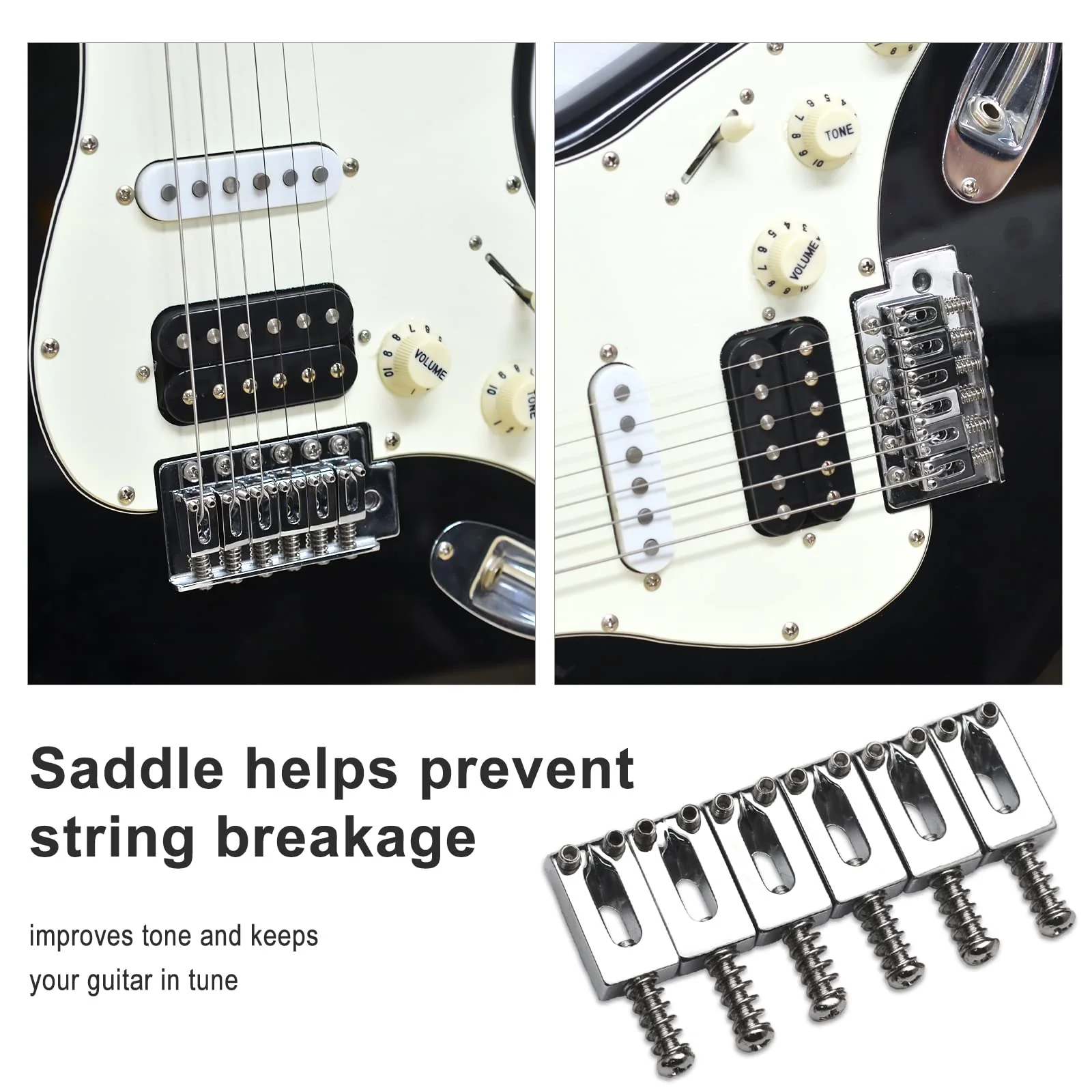 10.5mm Guitar Tremolo Bridge Saddles for Fender Stratocaster Strat Telecaster Tele Electric Guitar Replacement (Chrome) Chrome - Image 2
