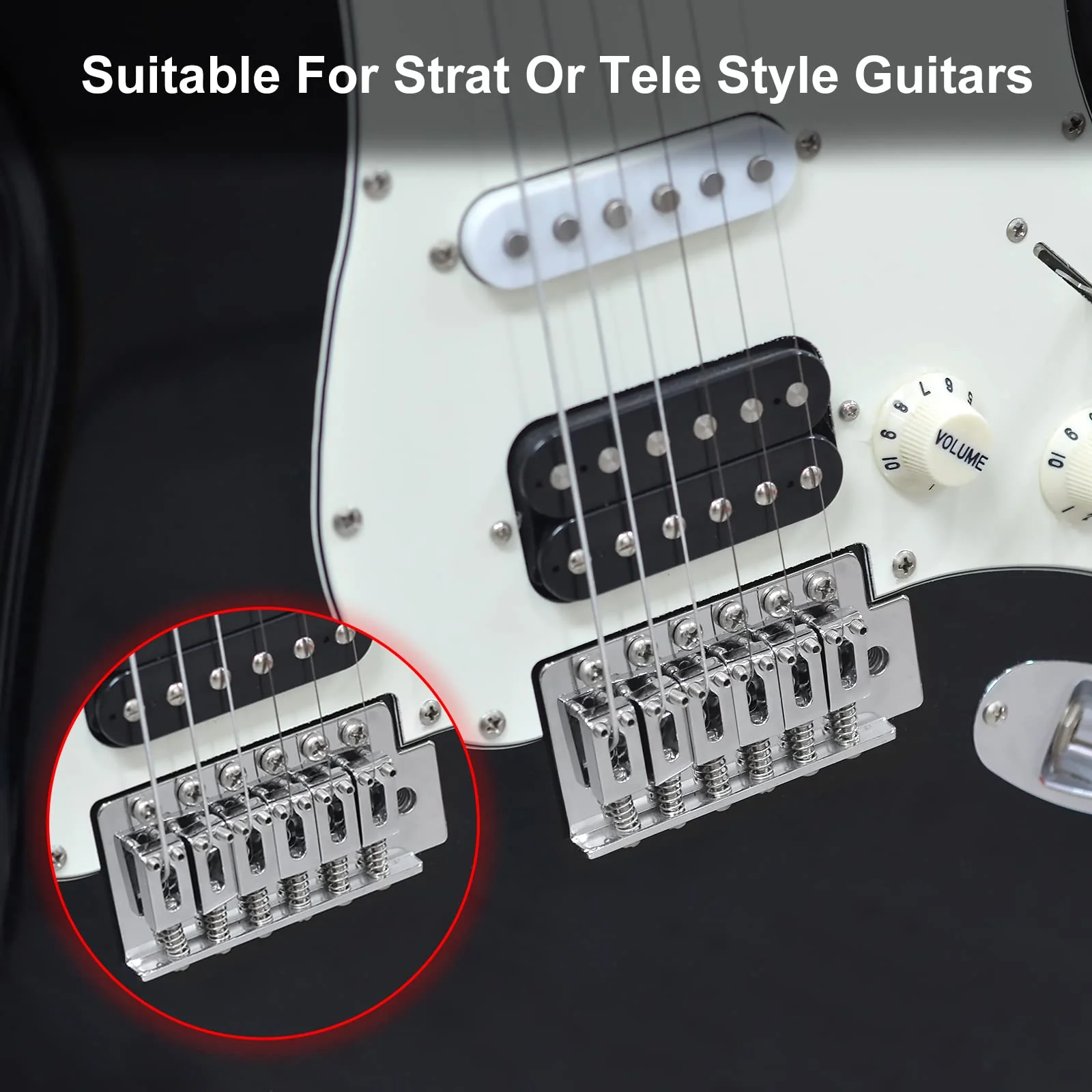 10.5mm Guitar Tremolo Bridge Saddles for Fender Stratocaster Strat Telecaster Tele Electric Guitar Replacement (Chrome) Chrome - Image 3
