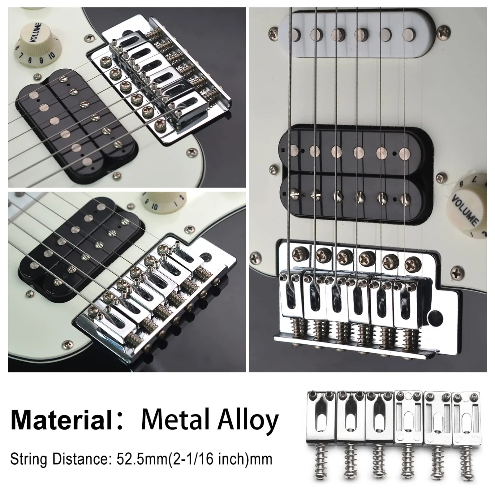 10.5mm Guitar Tremolo Bridge Saddles for Fender Stratocaster Strat Telecaster Tele Electric Guitar Replacement (Chrome) Chrome - Image 4
