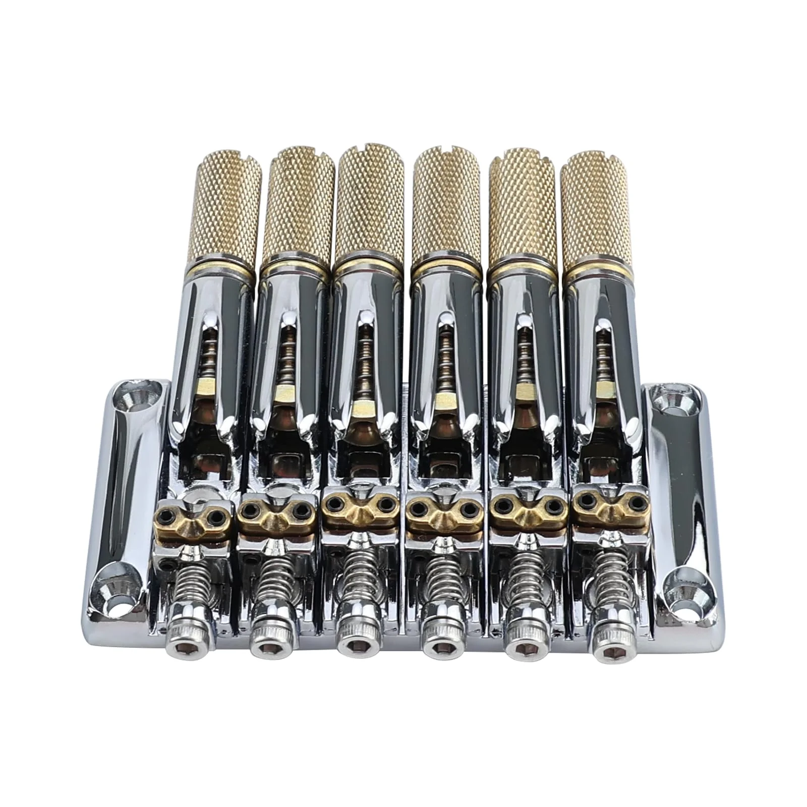 10.5mm Headless Electric Guitar Bridge Chrome Headless Bass Guitar Bridge Brass Saddles Zinc Alloy Plate Electric Guitar Bridge 6 String Headless Guitar Bridge Fixed - Image 3