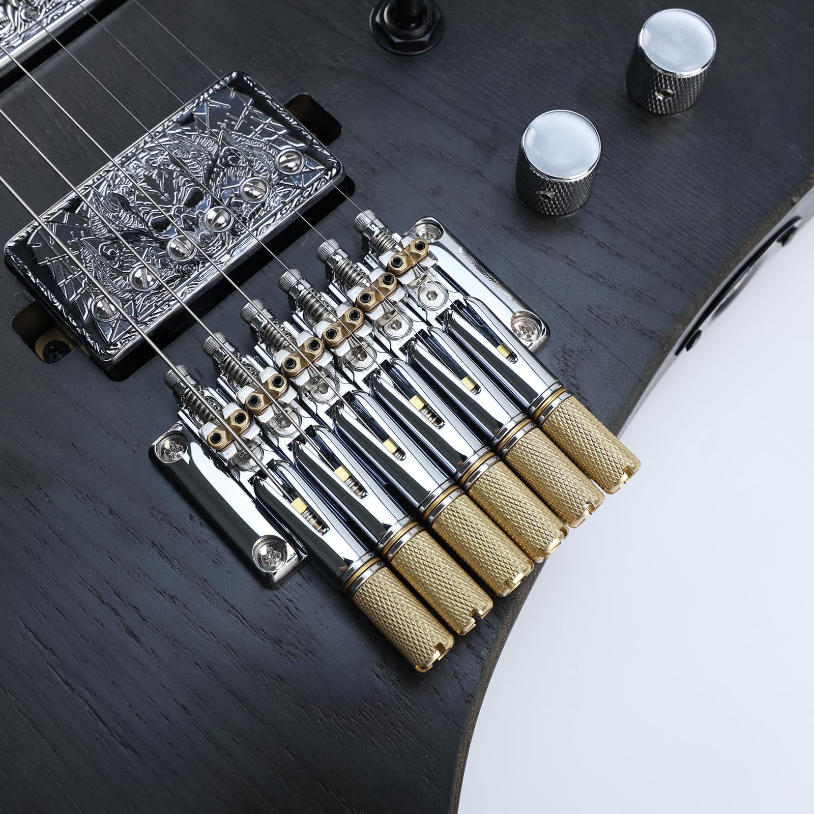 10.5mm Headless Electric Guitar Bridge Chrome Headless Bass Guitar Bridge Brass Saddles Zinc Alloy Plate Electric Guitar Bridge 6 String Headless Guitar Bridge Fixed - Image 4