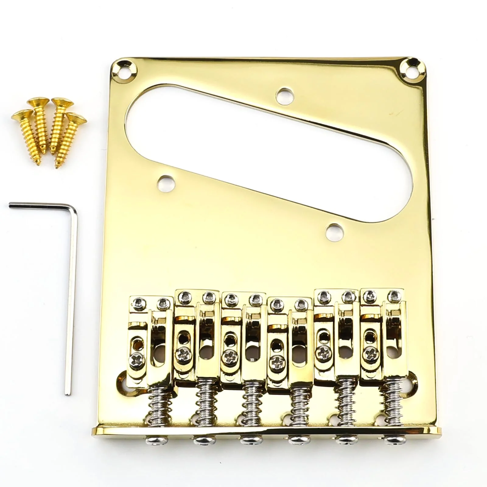 10.8mm 12-String Tele Bridge Adjustable Fixed Hardtail Guitar Bridge -Zinc Alloy Saddles Stainless Steel Baseplate for 12-String Telecaster Guitar Replacement Parts (Gold) Gold