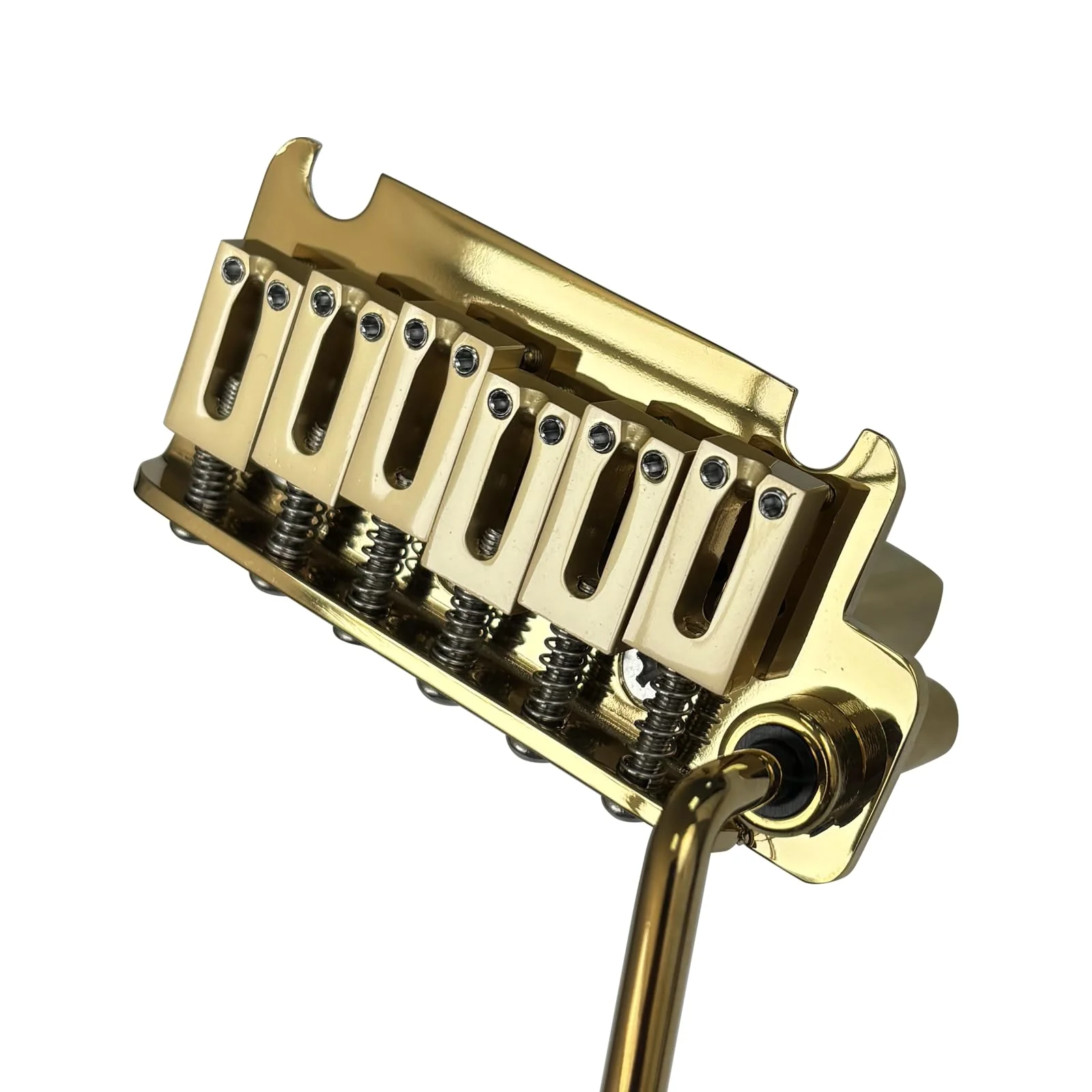 10.8mm Electric Guitar Bridge Gold 2-Point Tremolo Bridge with Zinc Alloy Saddles Brass Block 6 String Guitar Bridge Compatible with Start ST Electric Guitar Replacement Parts