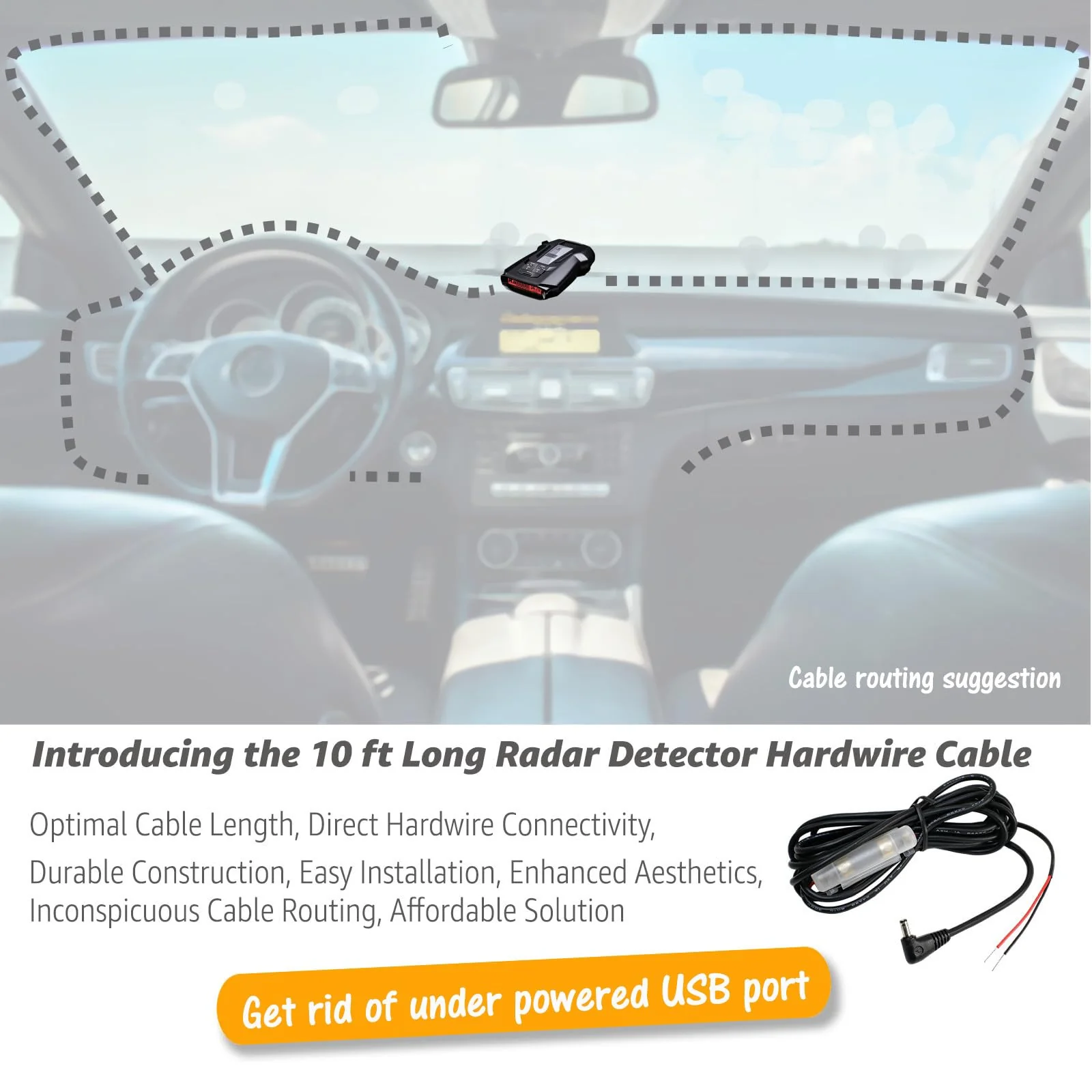 10 Ft Direct HardWire Power Cord Kit for Cobra Radar Laser Detector - Image 4