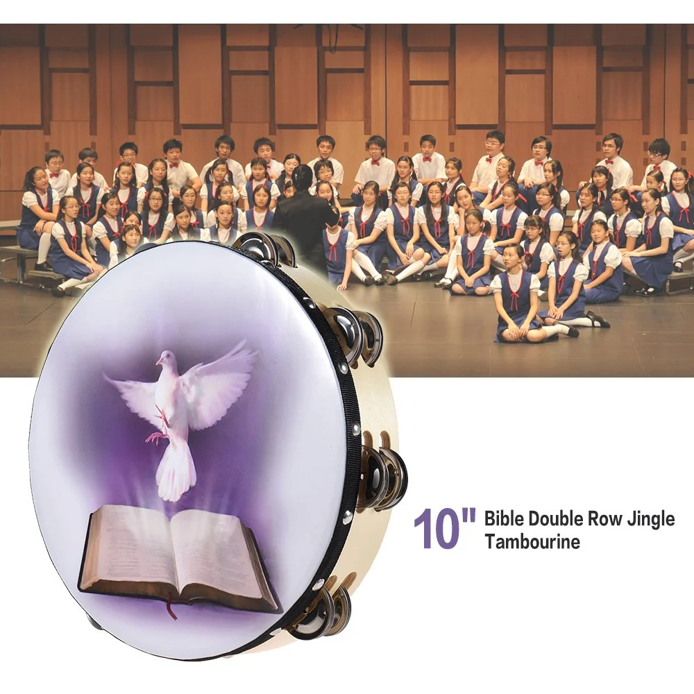 10 inch Tambourine 6 Pairs Double Metal Jingle for Church and Other Holy Occasio - Image 4