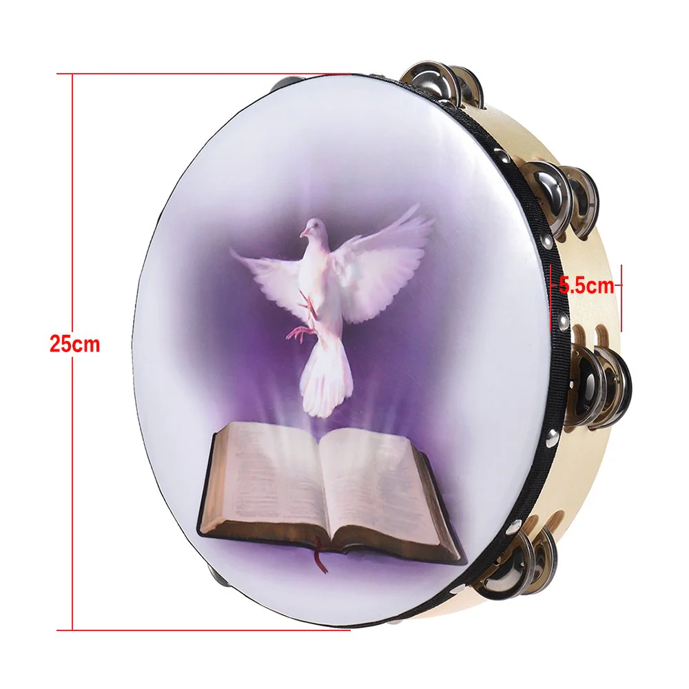 10 inch Tambourine 6 Pairs Double Metal Jingle for Church and Other Holy Occasio - Image 6