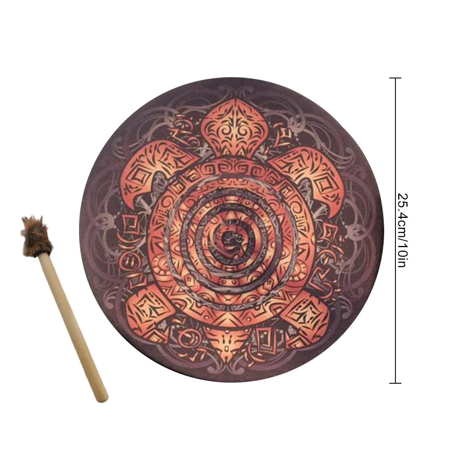 10 Inch Turtle Shaman Drum, Tree of Life Decoration Design Handma Drum With Drum Stick, Instrumental Shaman Alchemy Moon Drum, Sound Healer Shaman Drum For Spiritual Music, Reflection(Turtle) - Image 2