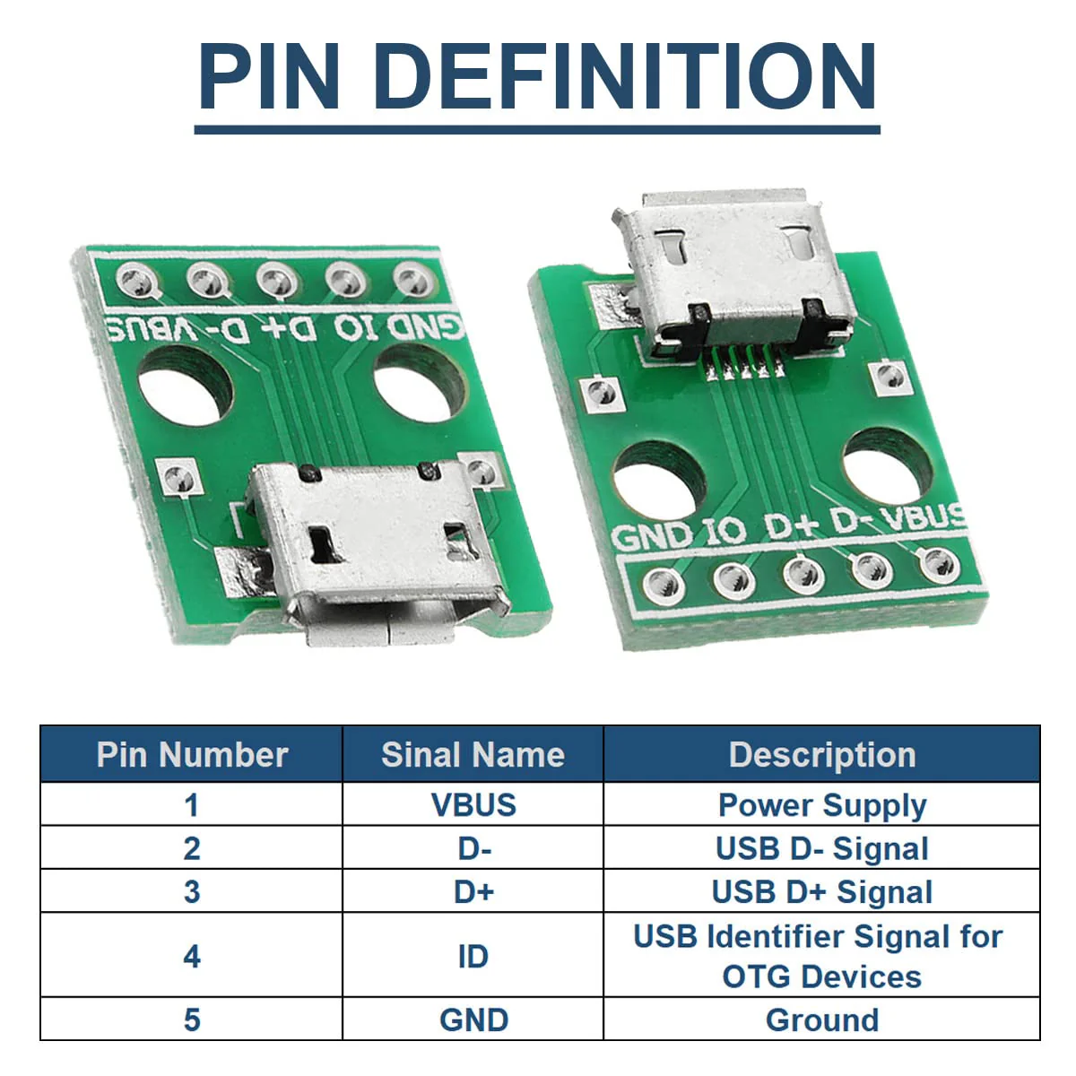 10 Pcs Micro USB Female to DIP Adapter 2.54mm 5 Pin USB 2.0 Micro USB Socket to DIP Converter Breakout Board for DIY Power Supply with 50 Pin Header - Image 5