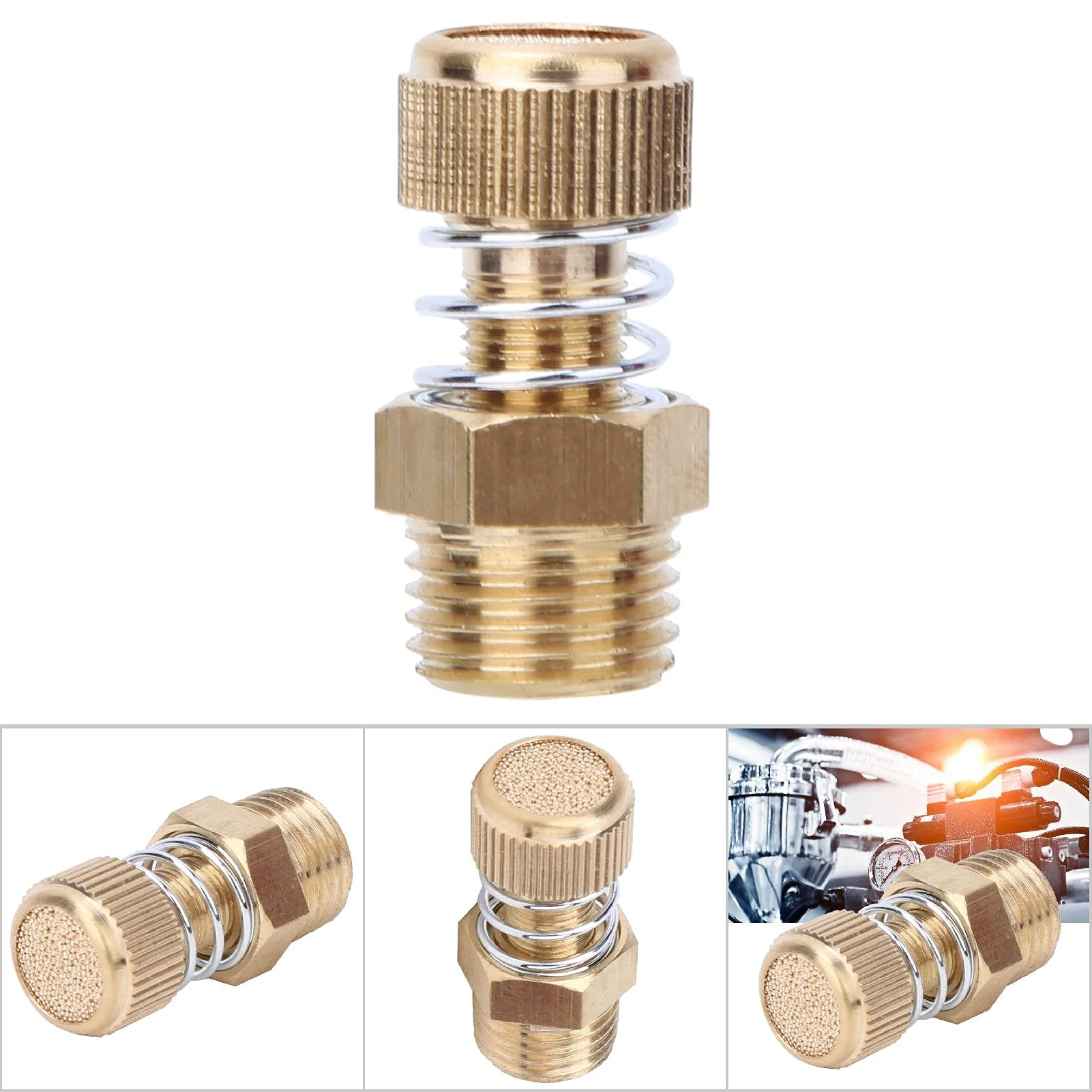 10 Pcs Threaded Pneumatic Silencer Brass BSPT Male Thread Solenoid Valve Muffler Muffler (1/4) 1/4 - Image 7