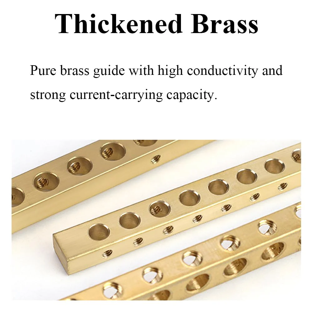 10 Positions Green, Clamp Ground Rail Screw Block: Barrier Brass, Electrical Distribution Bus Bar Block for Car, Boat, Marine, RV, Yacht, Ship Power Distribution 10 Positionen - Image 5