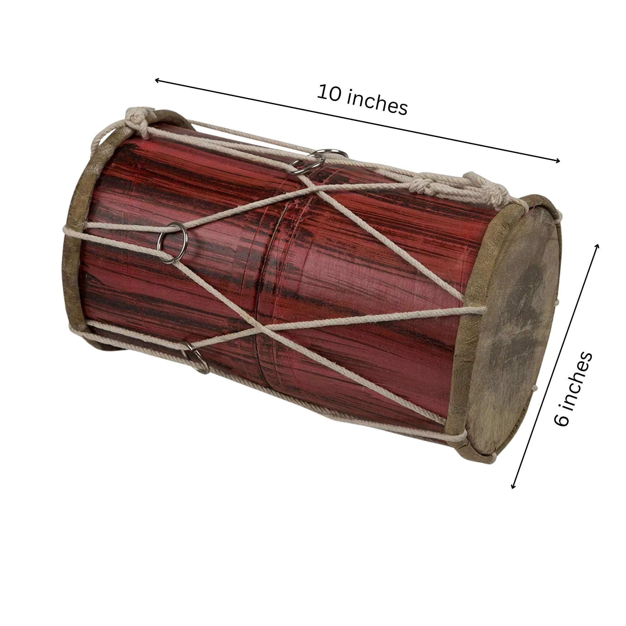 10 x 6 Inch Handmade Wooden & Leather Classical Indian Folk Tabla Drum Set Hand Percussion Drums World Musical Instruments Punjabi Dhol Dholak Dholki Fun Birthday Housewarming Gifts - Image 2