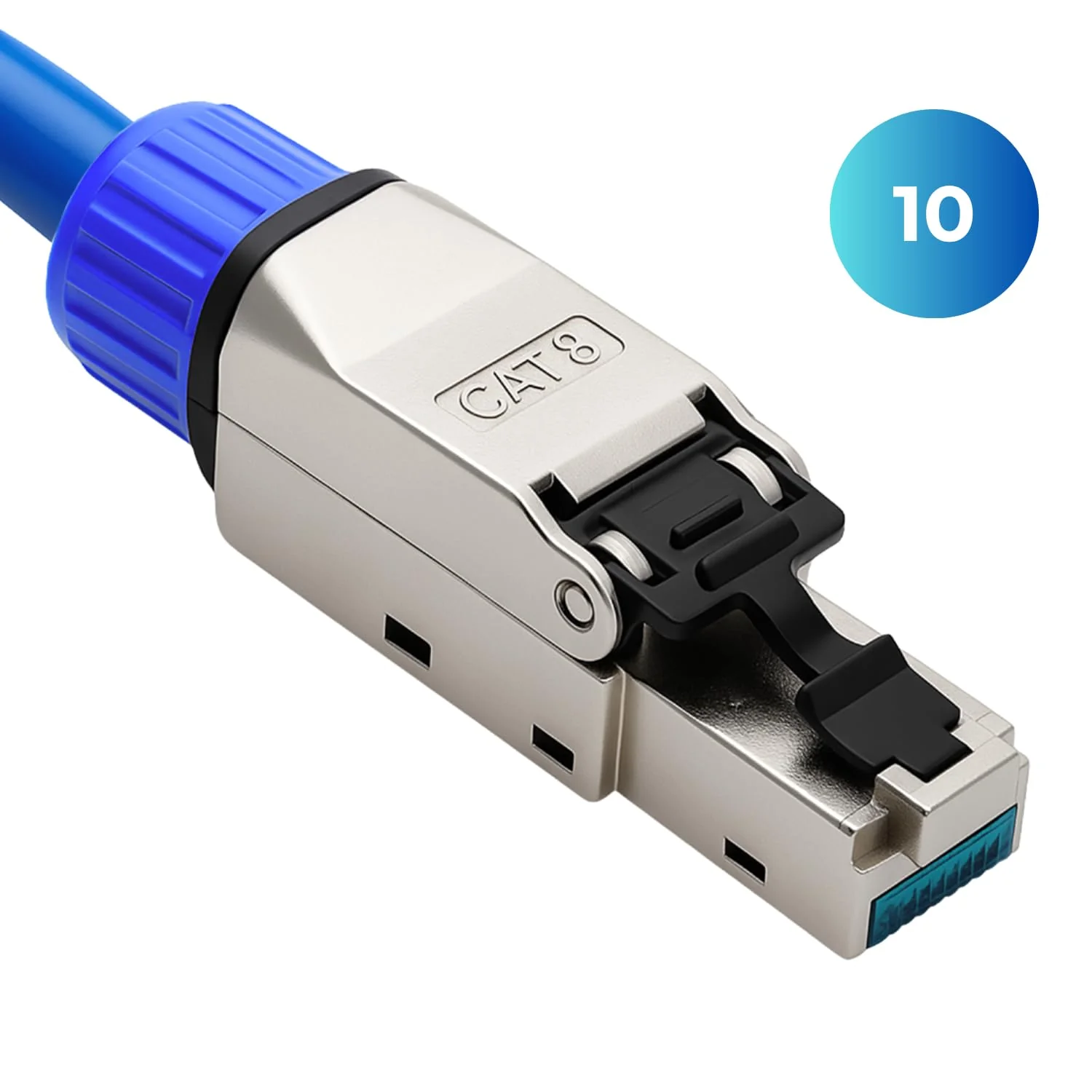10 x RJ45 Connector CAT 8 - Tool-Free Network Connector for Ethernet, Installation Cable & Network Cable | Gigabit Enabled, STP Shielded, 40 Gbit/s, Gold-Plated Contacts 10 Stück - Image 7