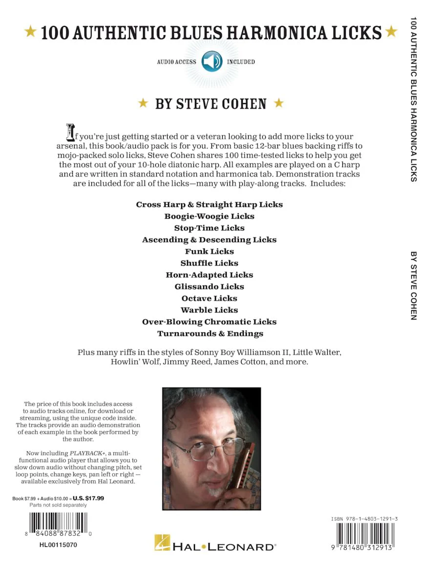 100 Authentic Blues Harmonica Licks Steve Cohen | Harmonica Instructional Book with Online Audio | Learn Blues Harmonica Techniques, Solos, and Riffs | Beginner to Advanced Sheet Music Songbook - Image 2