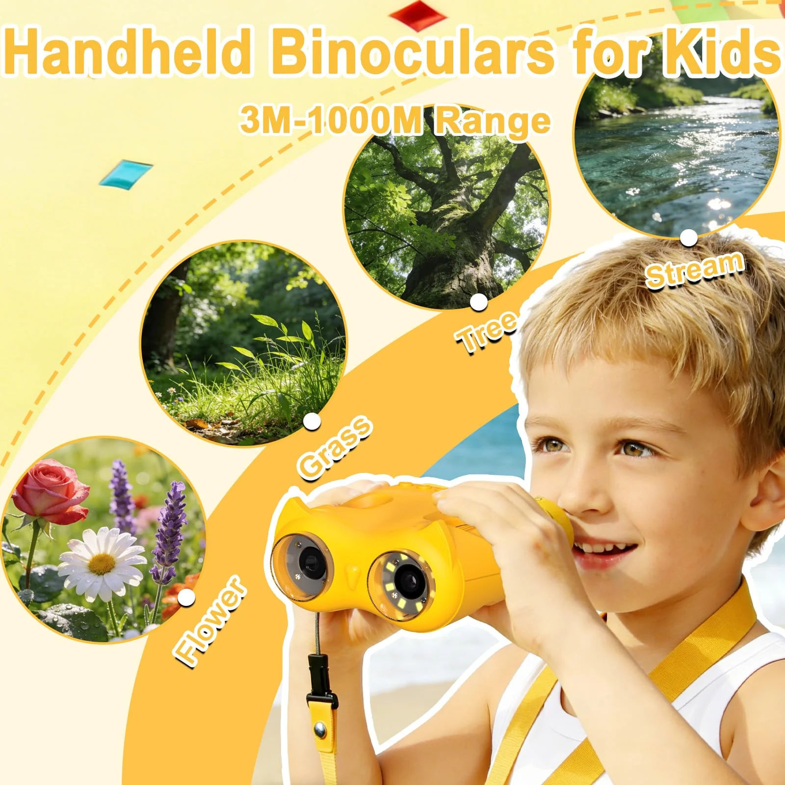 1000X Digital Microscope for Kids & Binoculars,Handheld Kids Microscope with 2.0" Screen,Rechargeable USB Portable Microscope,STEM Education Toys Christmas Birthday Gifts for Kids Boys Girls Ages 4-12 Yellow - Image 3