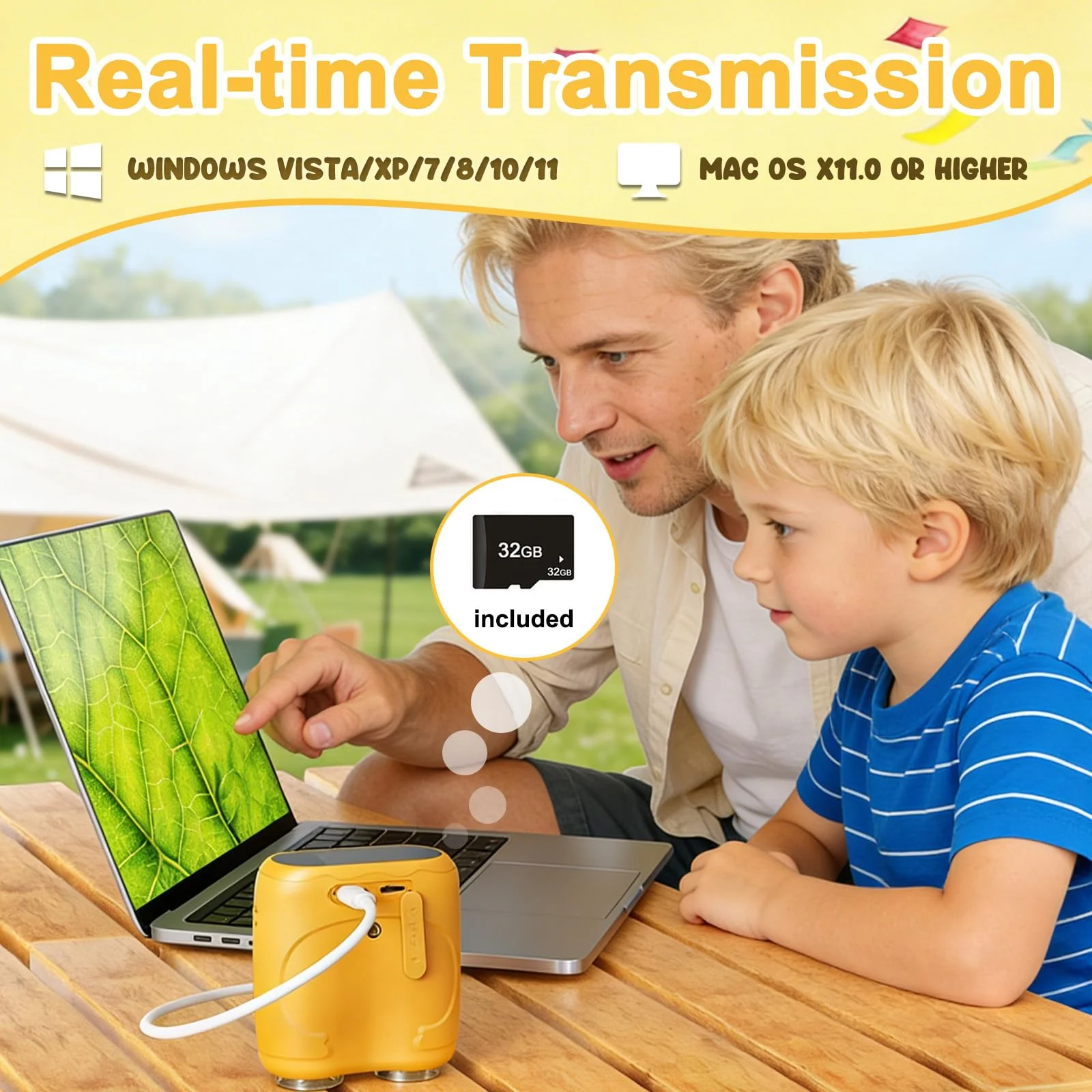1000X Digital Microscope for Kids & Binoculars,Handheld Kids Microscope with 2.0" Screen,Rechargeable USB Portable Microscope,STEM Education Toys Christmas Birthday Gifts for Kids Boys Girls Ages 4-12 Yellow - Image 6