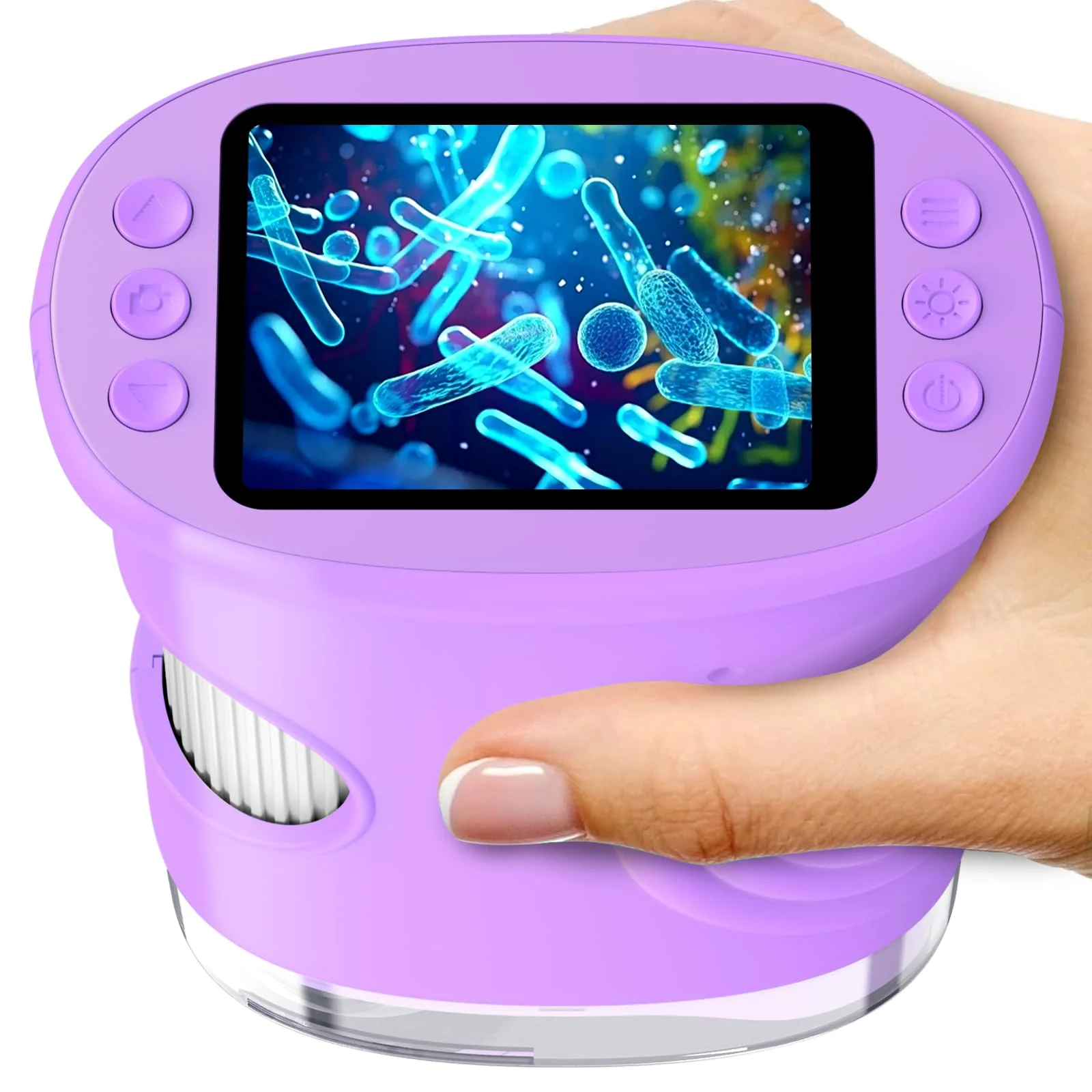 1000X Handheld Digital Microscope for Kids with 2.0" IPS Screen, Easter Gifts Portable STEM Science Lab Toy, Rechargeable Pocket Microscope Educational Gift for Boys & Girls Age 4-6 8-12, Purple Purple