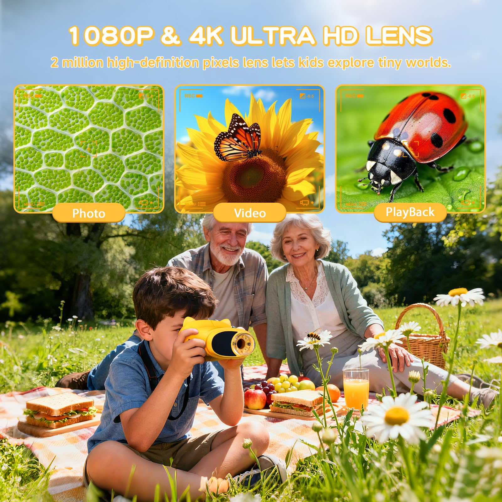 1000X Handheld Digital Microscope for Kids : Wonderquest Microscope with 2.0" IPS Screen, STEM Toys for Ages 3-6 8-13 Girls Boys Child, Portable Edu Gift Age 4-6 8-12 Children Students Yellow - Image 3