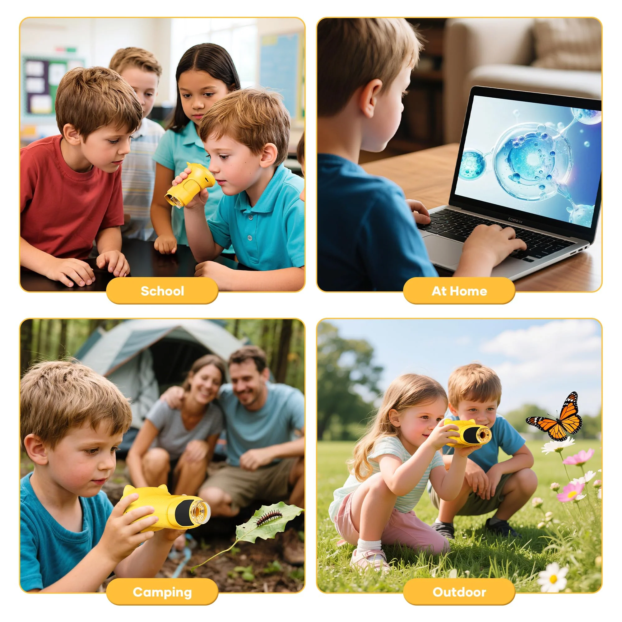 1000X Handheld Digital Microscope for Kids : Wonderquest Microscope with 2.0" IPS Screen, STEM Toys for Ages 3-6 8-13 Girls Boys Child, Portable Edu Gift Age 4-6 8-12 Children Students Yellow - Image 8