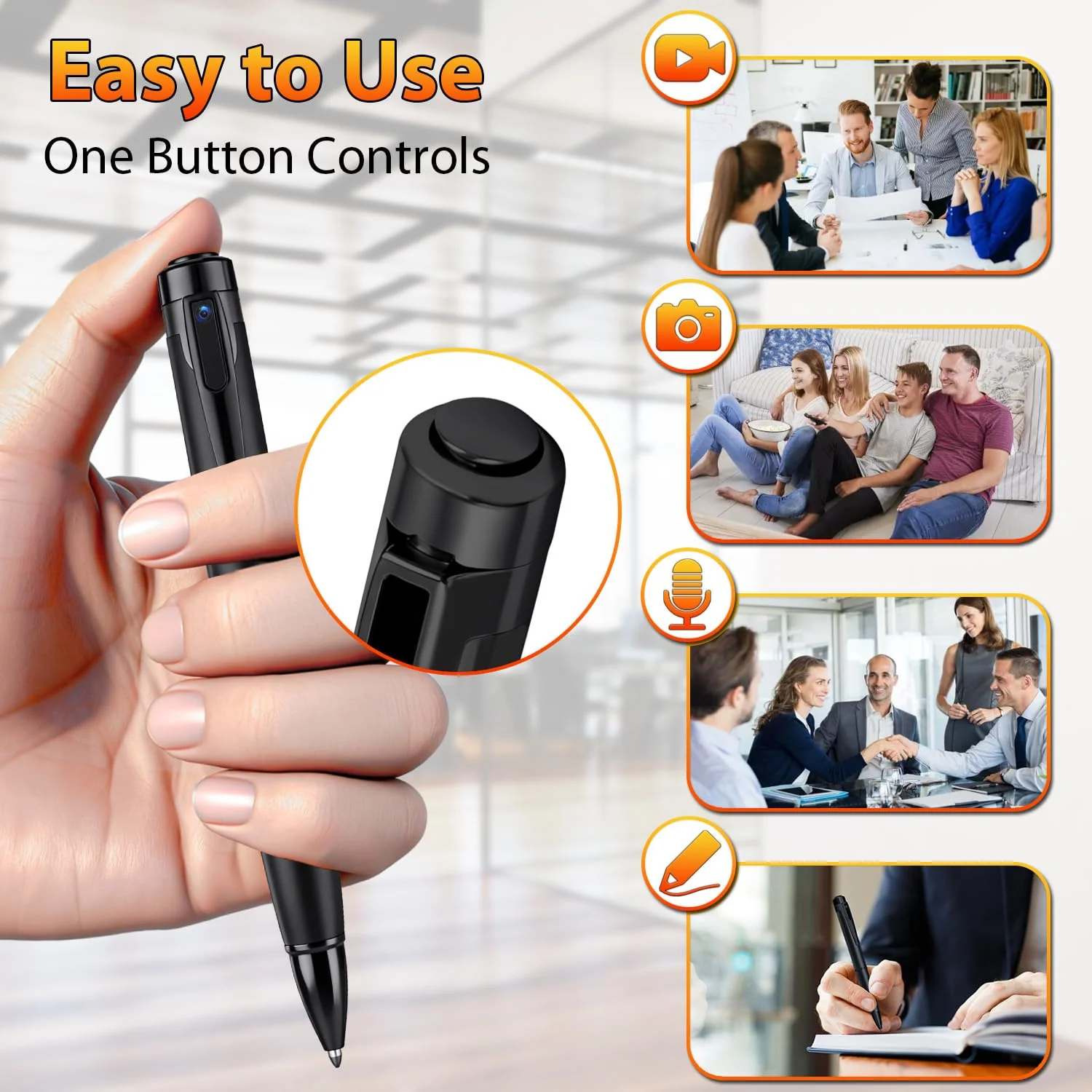 1080P Body Camera Pen, Mini Body Camera with Video or Picture Taking, Surveillance Cam for Indoor Outdoor - Image 2