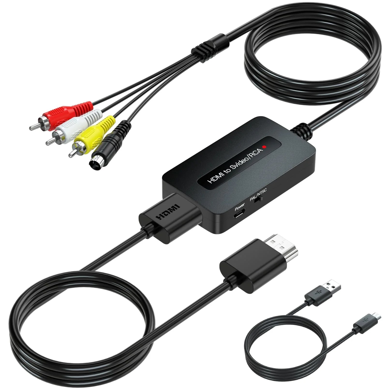 1080P HDMI to Svideo RCA Converter, HDMI to Composite AV CVBS Converter, HD to S-Video RCA Adpater for HD Devices to Display on Older TVs with Svideo/AV