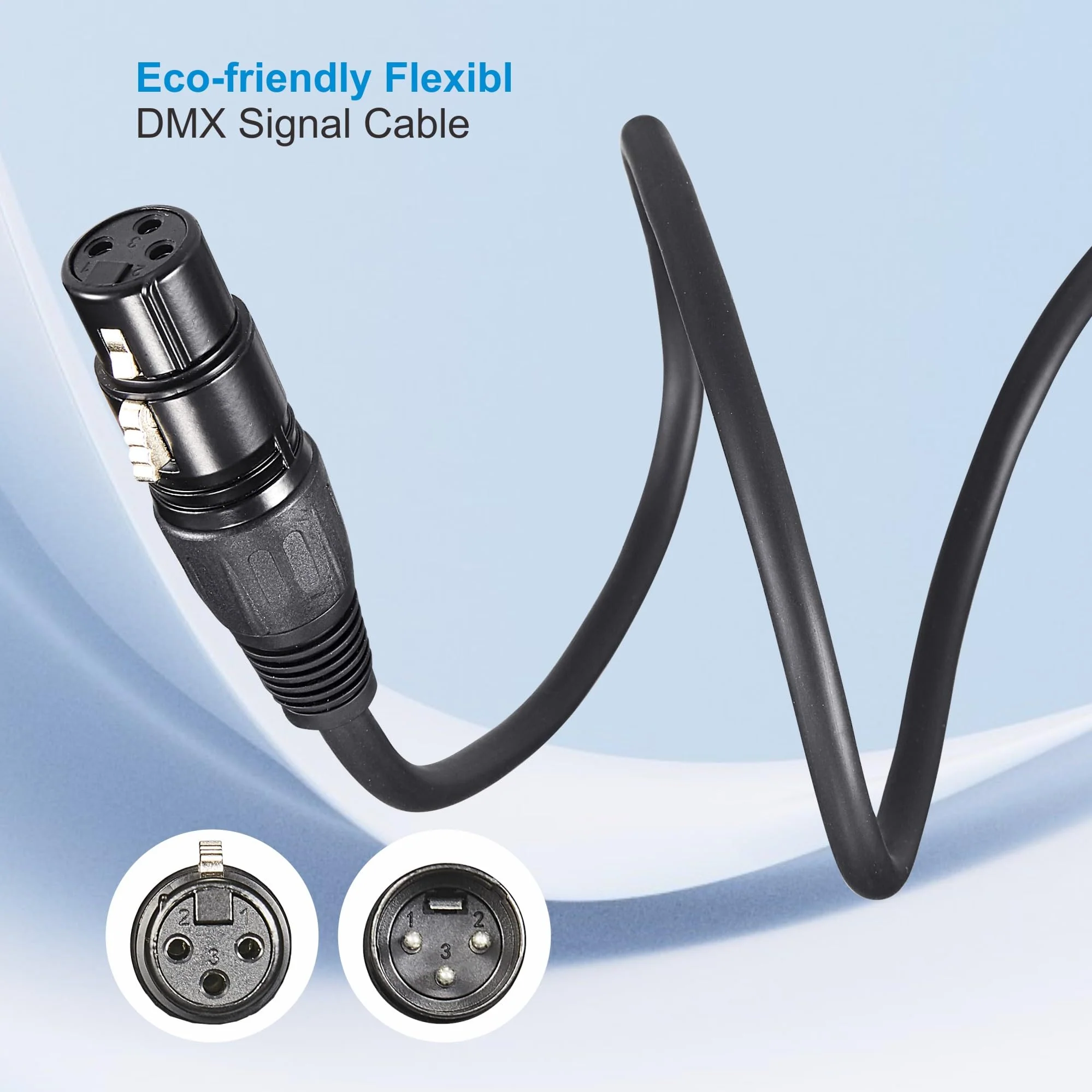 10ft/3.04m DMX Cable, 4 Pack, 3.04m DMX Cables, 3 Pin XLR Male to Female, Shielded, Soft PVC Sheath, Sturdy Metal Connector, Ideal for Stage & DJ Lighting - Image 5